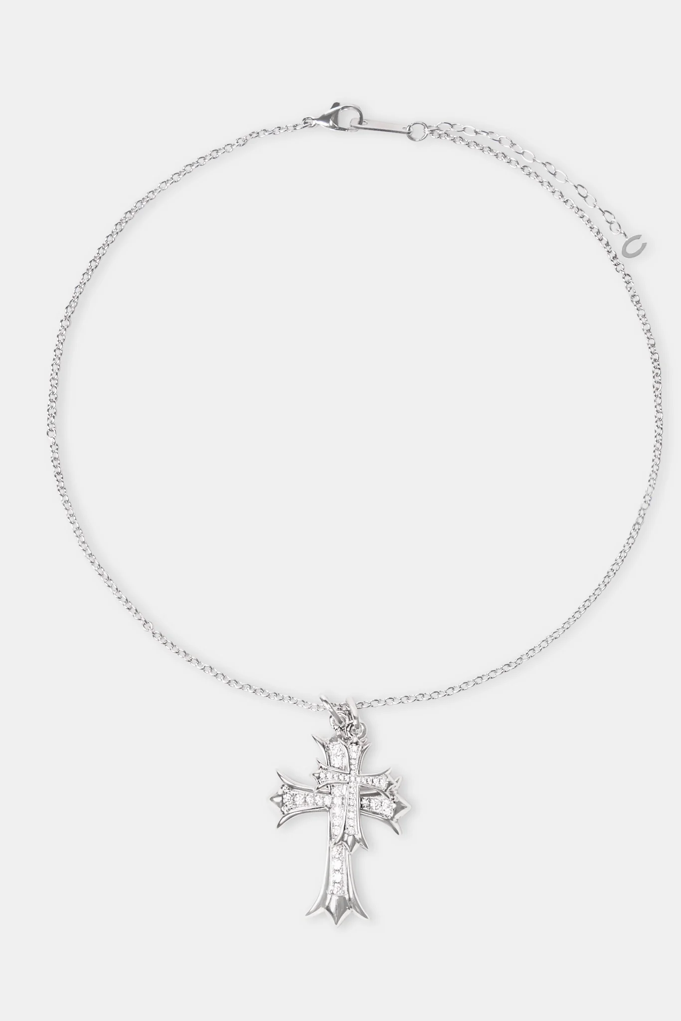 Double Iced Cross Necklace - White - 45mm - Image 3
