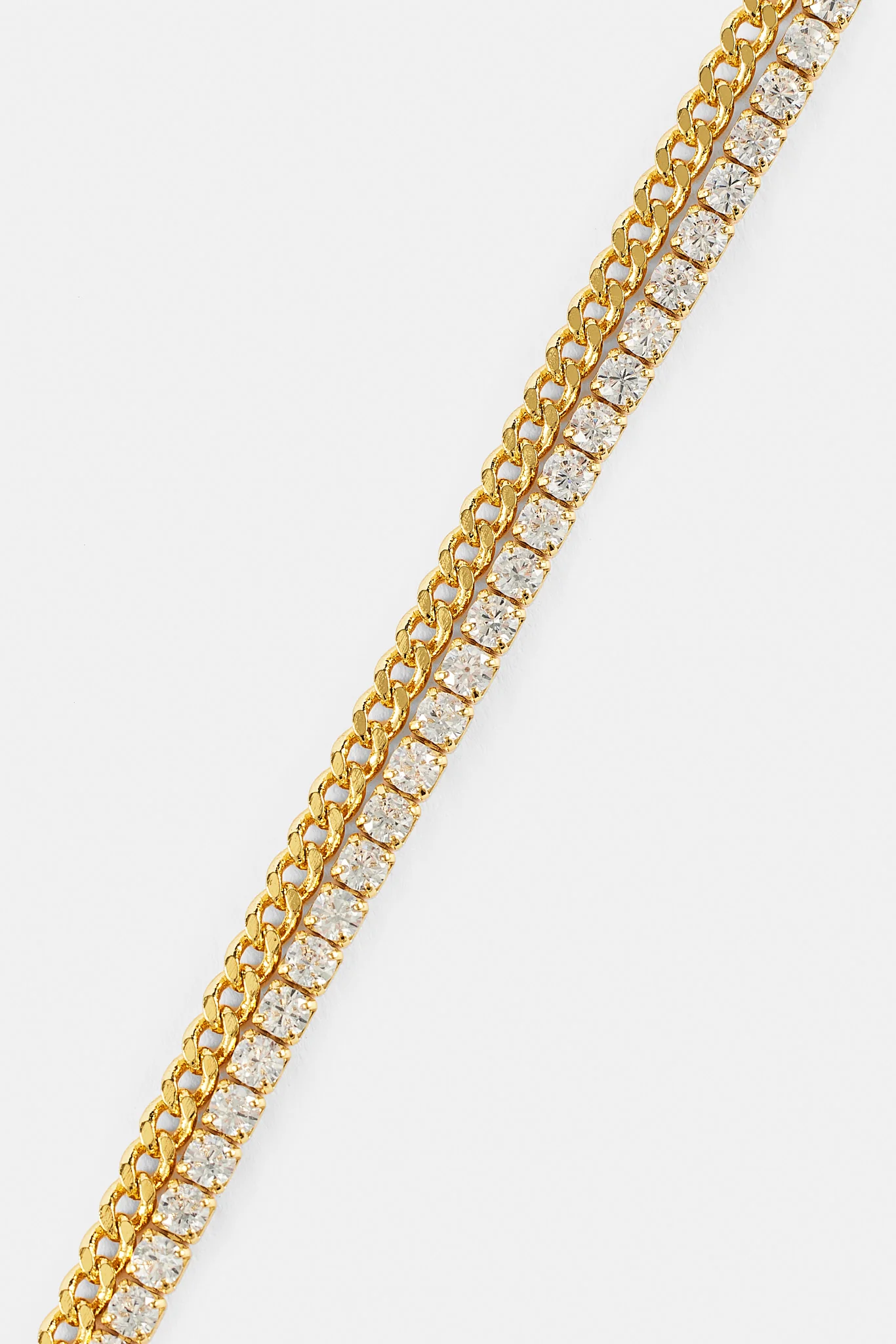 Double Layer Micro Tennis & Cuban Bracelet - 2.5mm - Image 3
