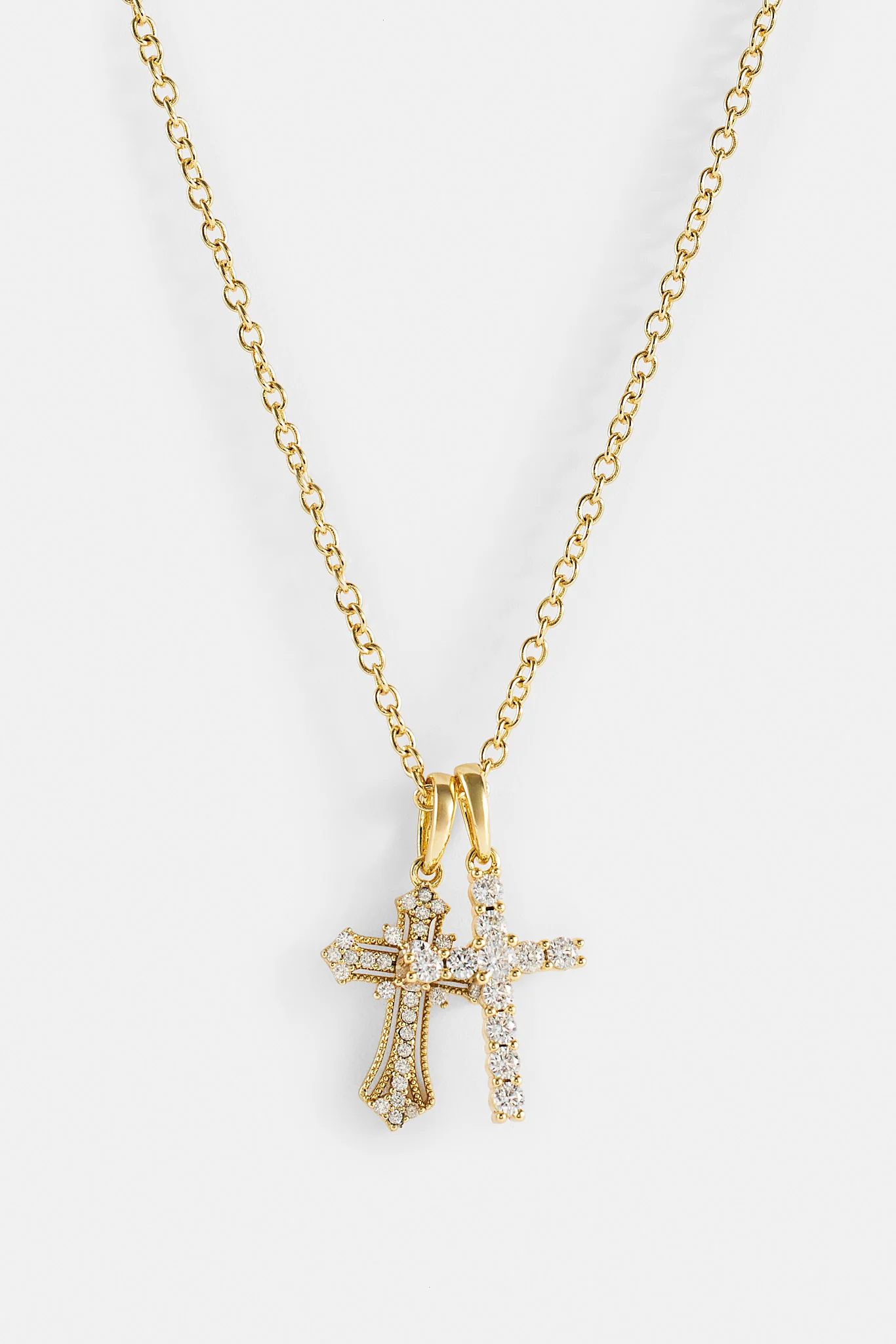 Double Multi Iced Cross Necklace - 20mm - Image 3