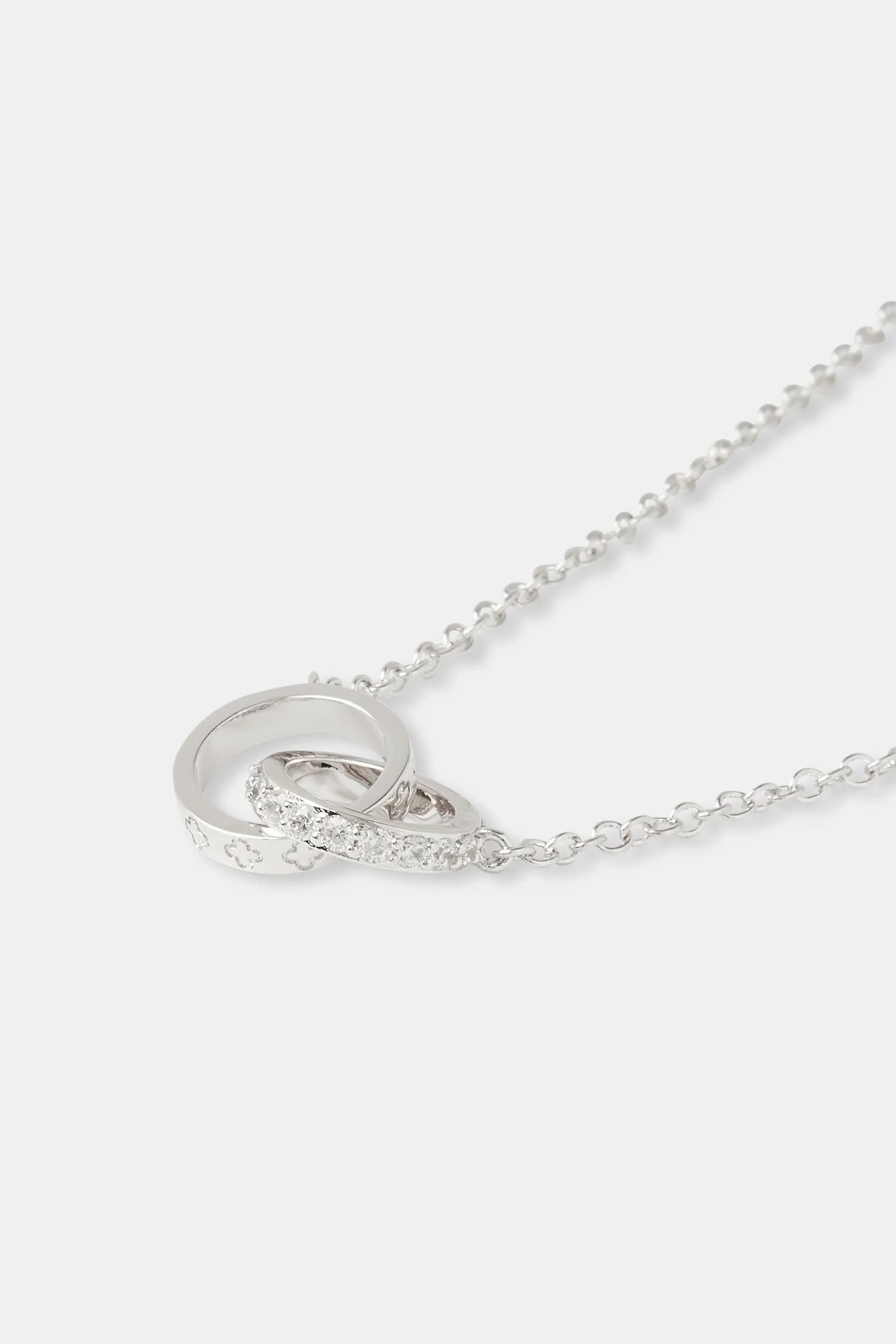 Double Polished and Iced Ring Necklace - 14mm - White - Image 2