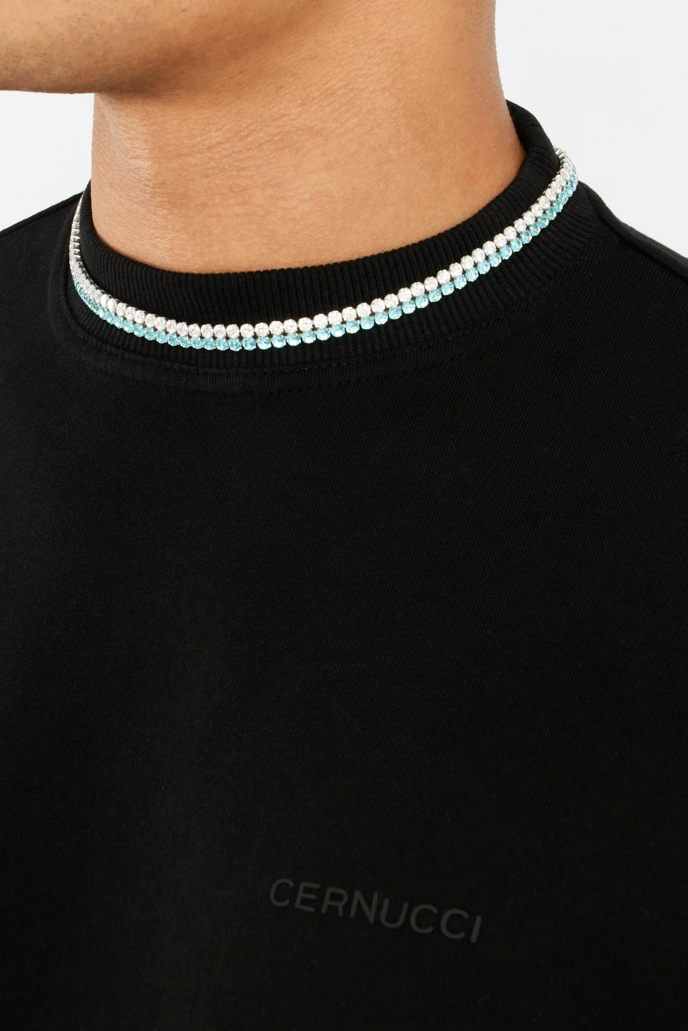 Double Row Iced Blue Tennis Chain - Image 2