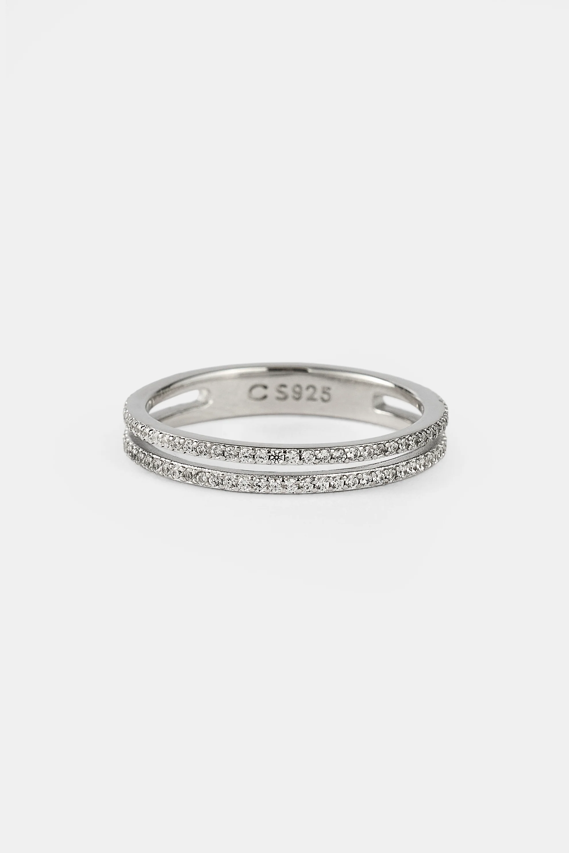 Double Row Micro Tennis Ring - 2.5mm - White