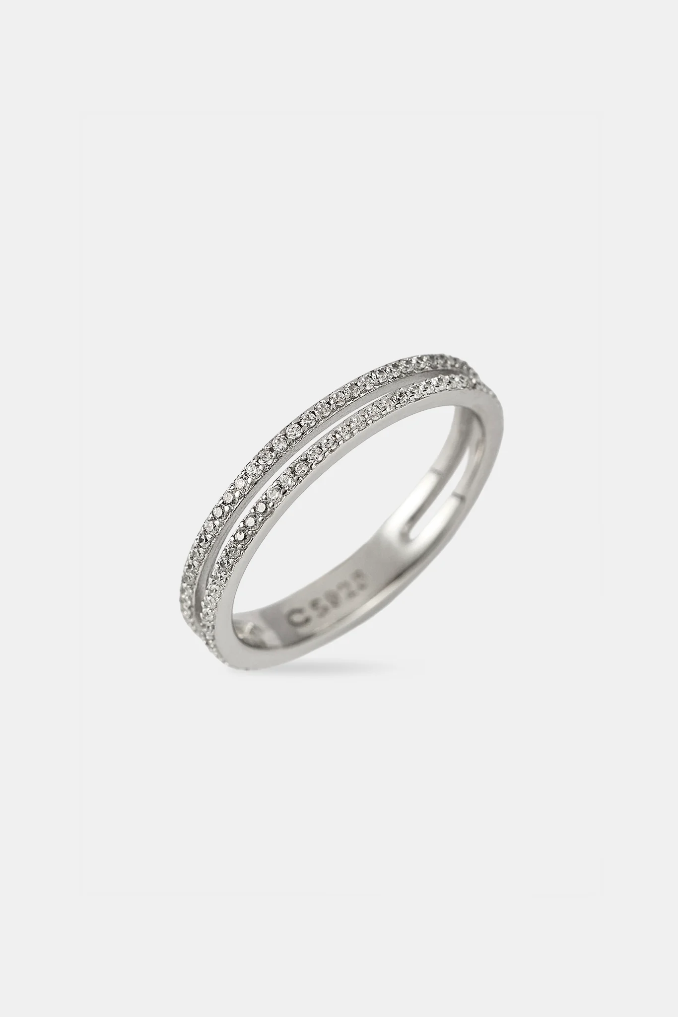Double Row Micro Tennis Ring - 2.5mm - White - Image 3