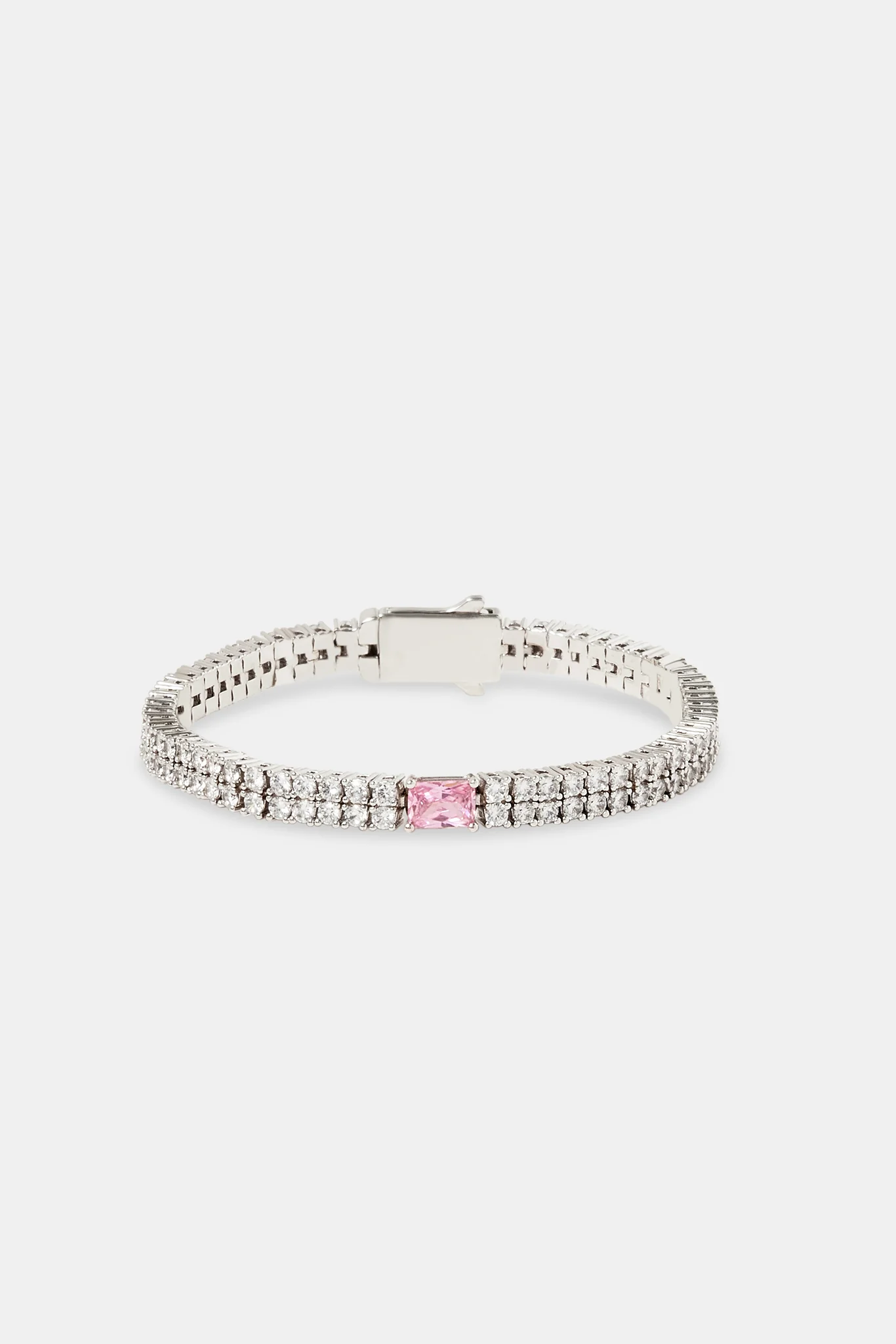 Double Row Pink Gemstone Tennis Bracelet - 5mm - Image 2