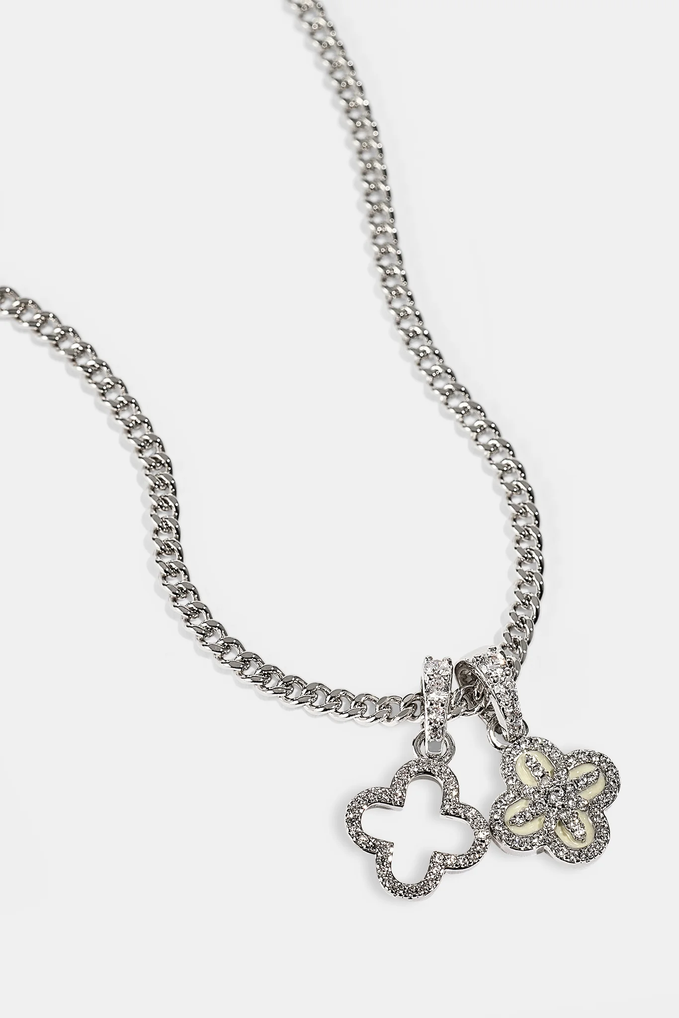 Double Star Motif Necklace - 8mm - White - Image 2