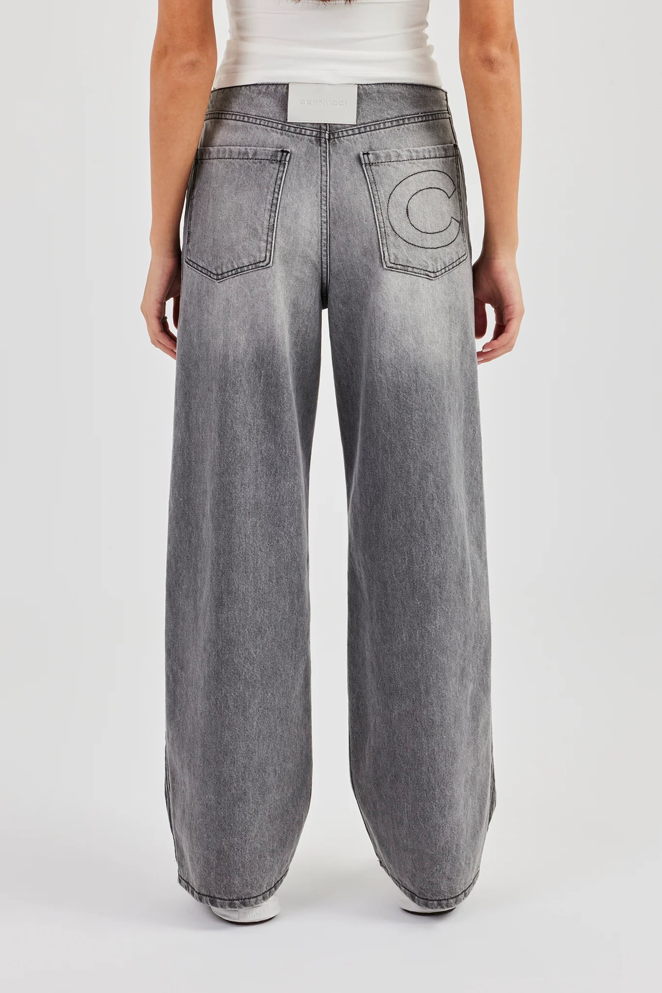 Double Stripe Baggy Jean - Washed Grey - Image 4