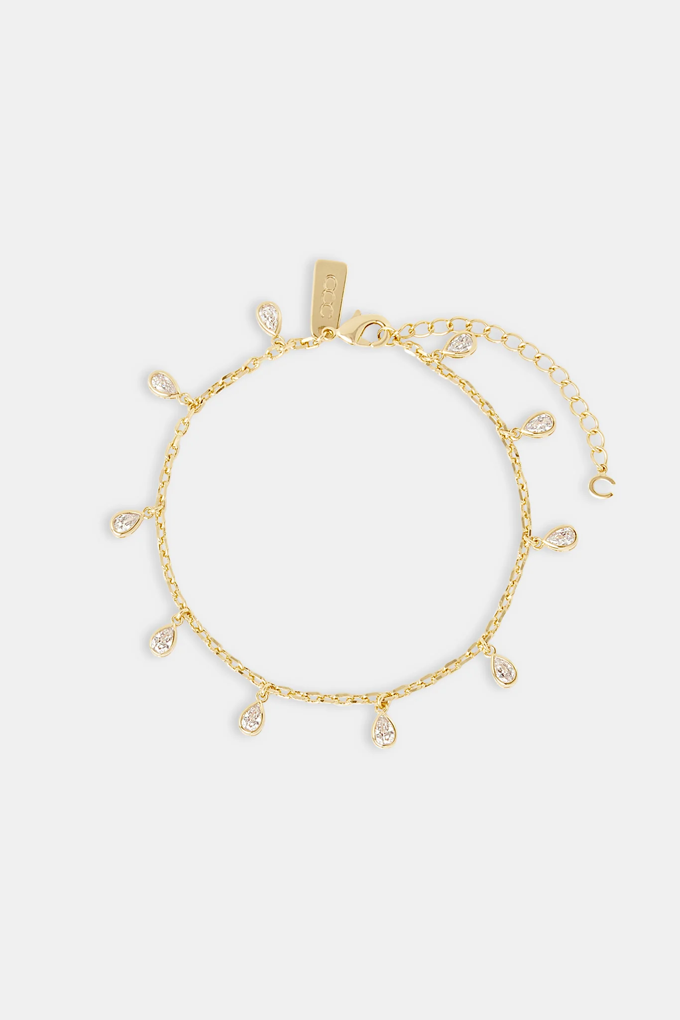 Drop Gemstone Anklet - 6mm - Gold - Image 2