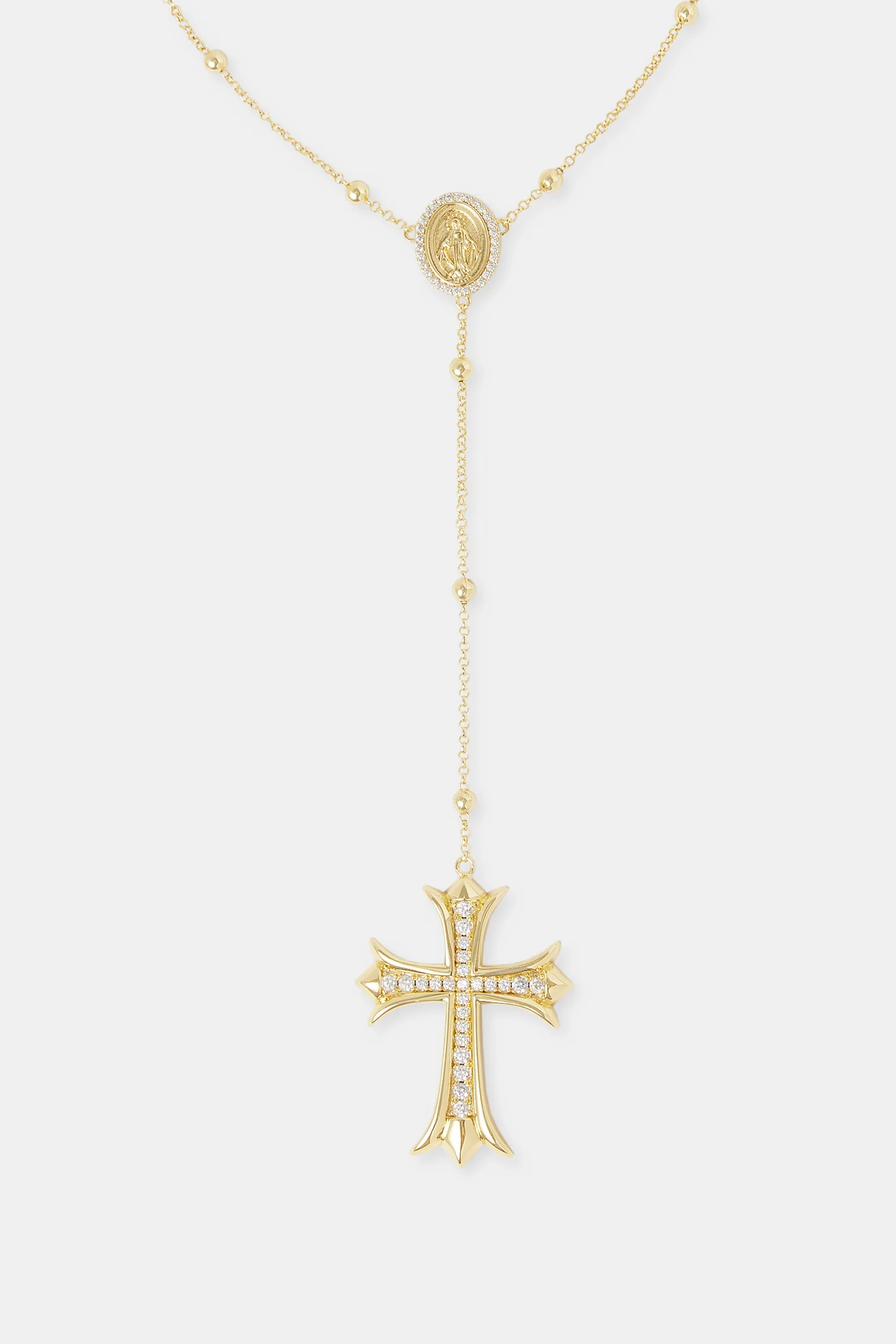 Drop Pendant Cross Necklace - 40mm - Gold - Image 2