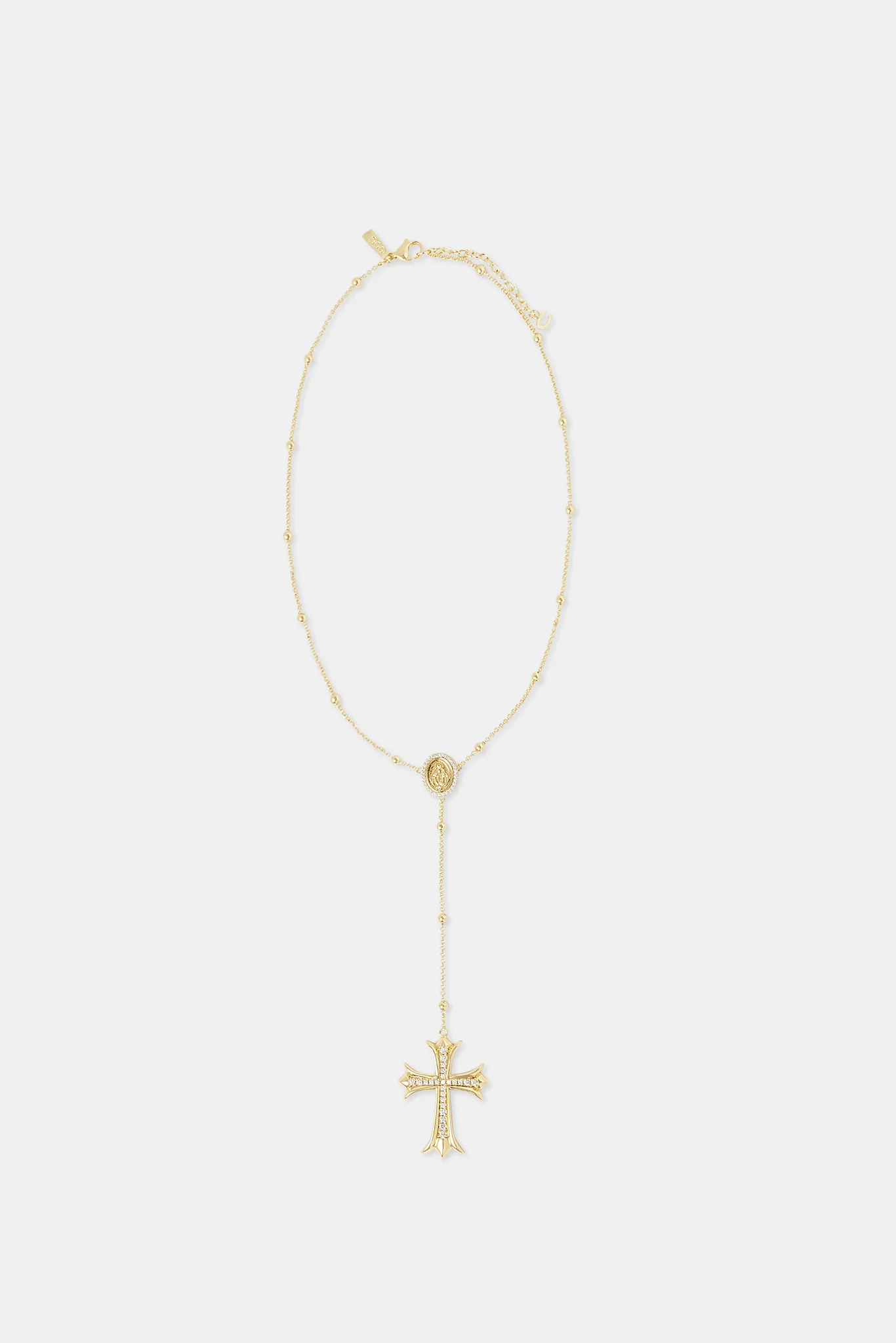 Drop Pendant Cross Necklace - 40mm - Gold - Image 3
