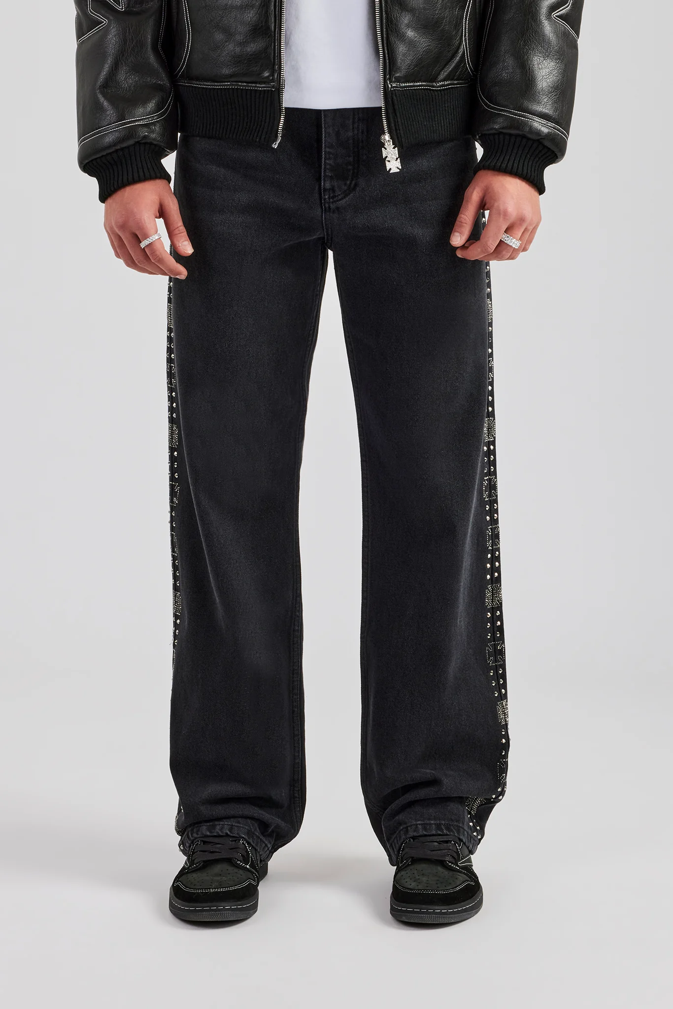 Embellished Relaxed Fit Jean - Washed Black - Image 3
