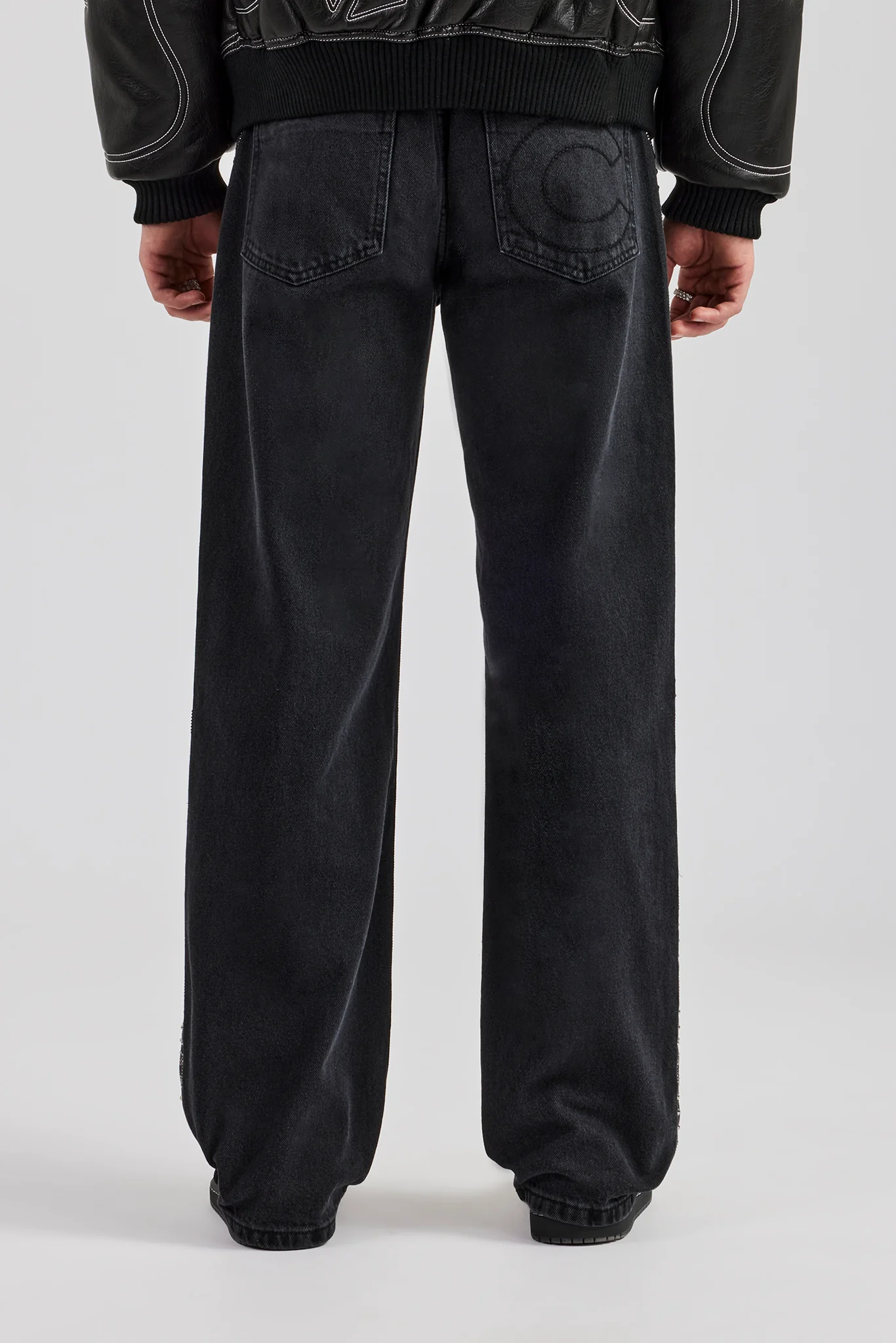 Embellished Relaxed Fit Jean - Washed Black - Image 4