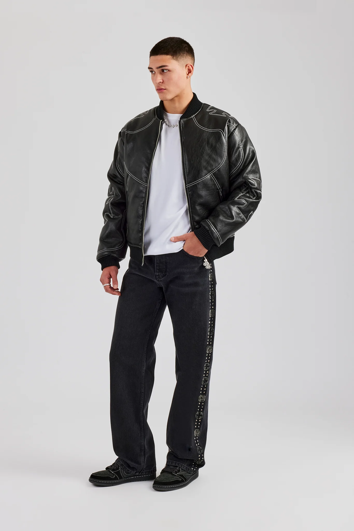 Embellished Relaxed Fit Jean - Washed Black - Image 5