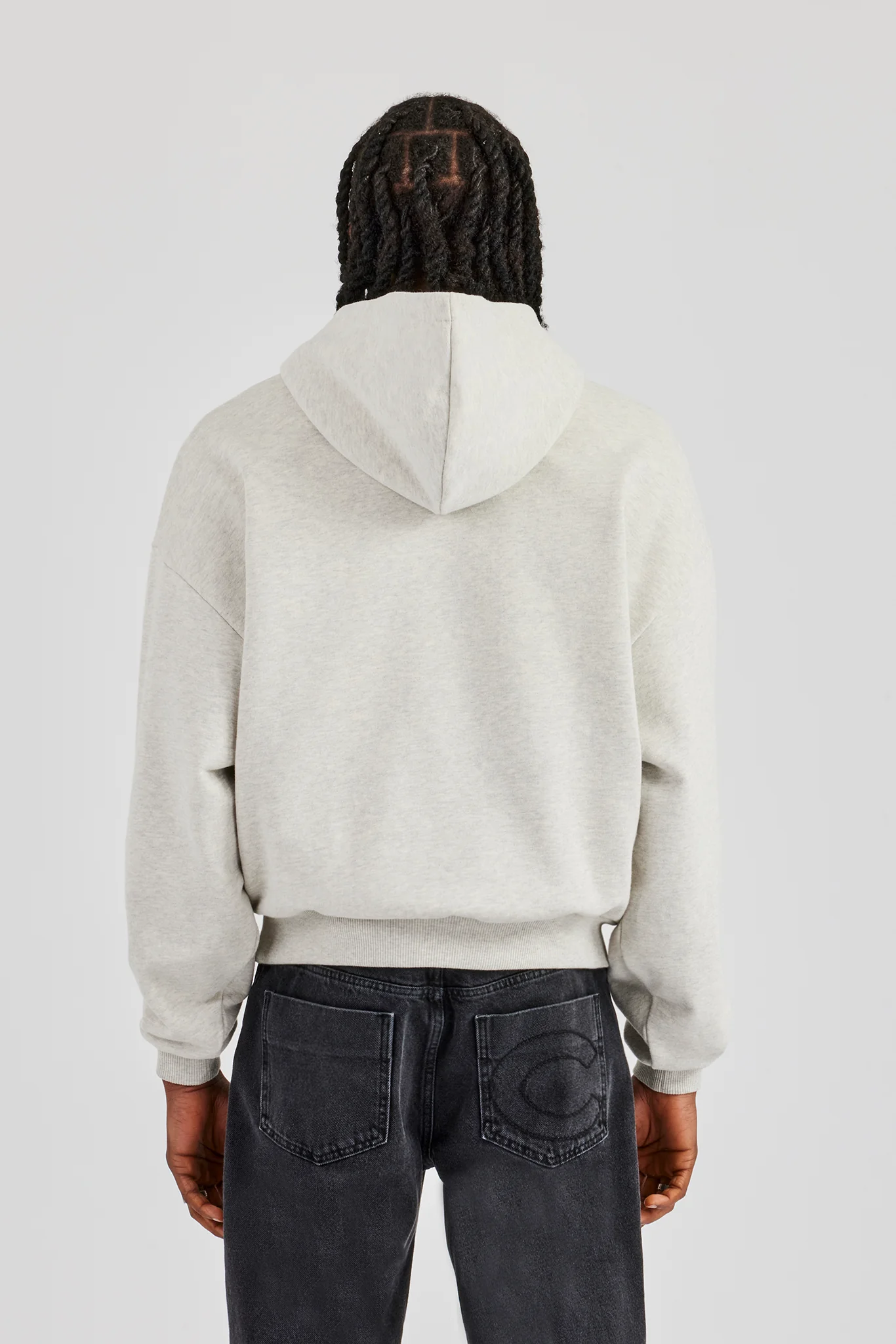 Embroidered C Boxy Hoodie - Ash Grey - Image 3
