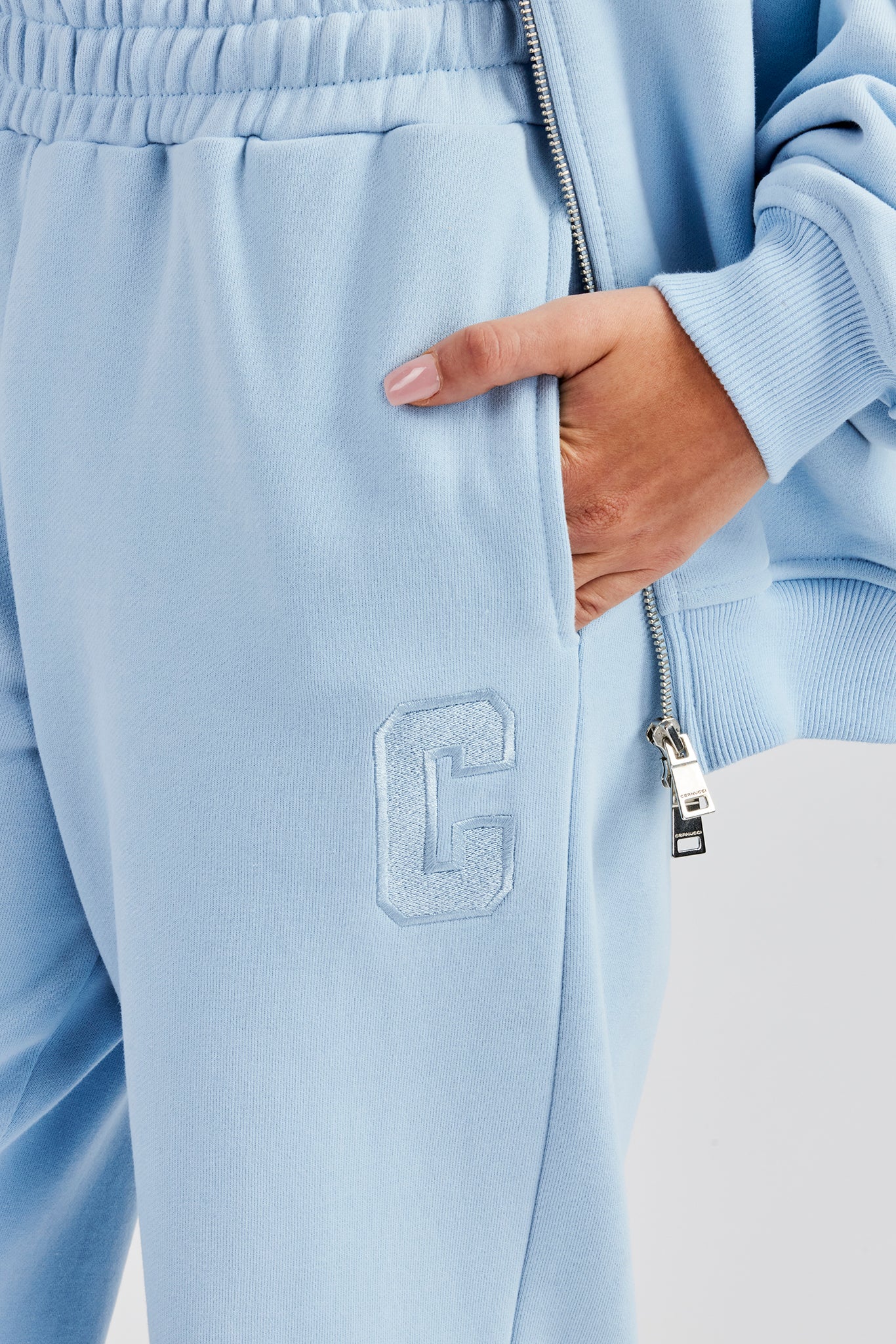 Embroidered C Jogger - Baby Blue - Image 3