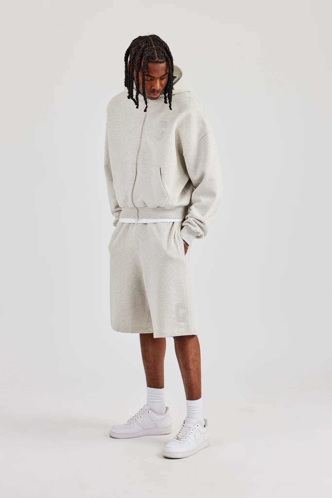 Embroidered C Jort - Ash Grey - Image 5