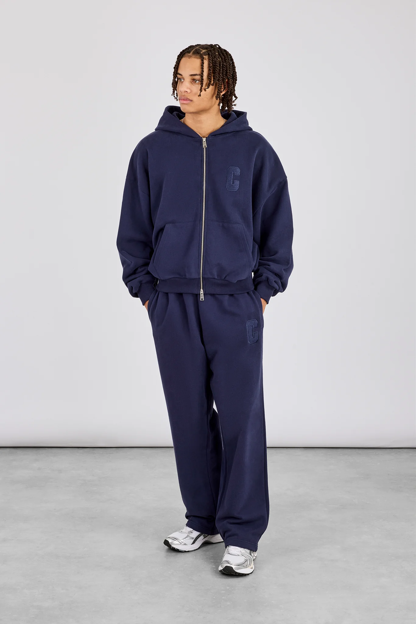 Embroidered C Relaxed Jogger - Navy Blue - Image 2