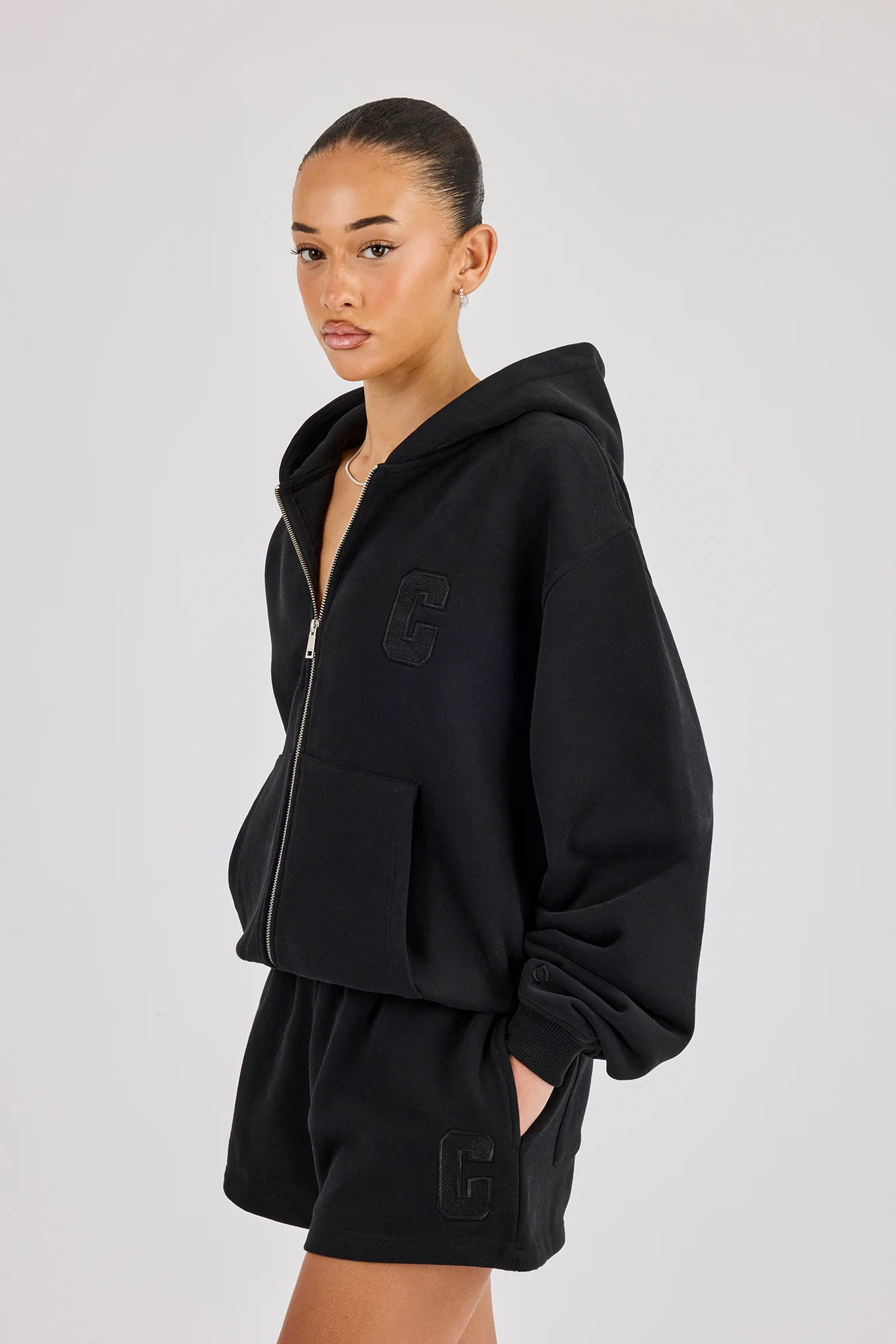 Embroidered C Short - Black - Image 2