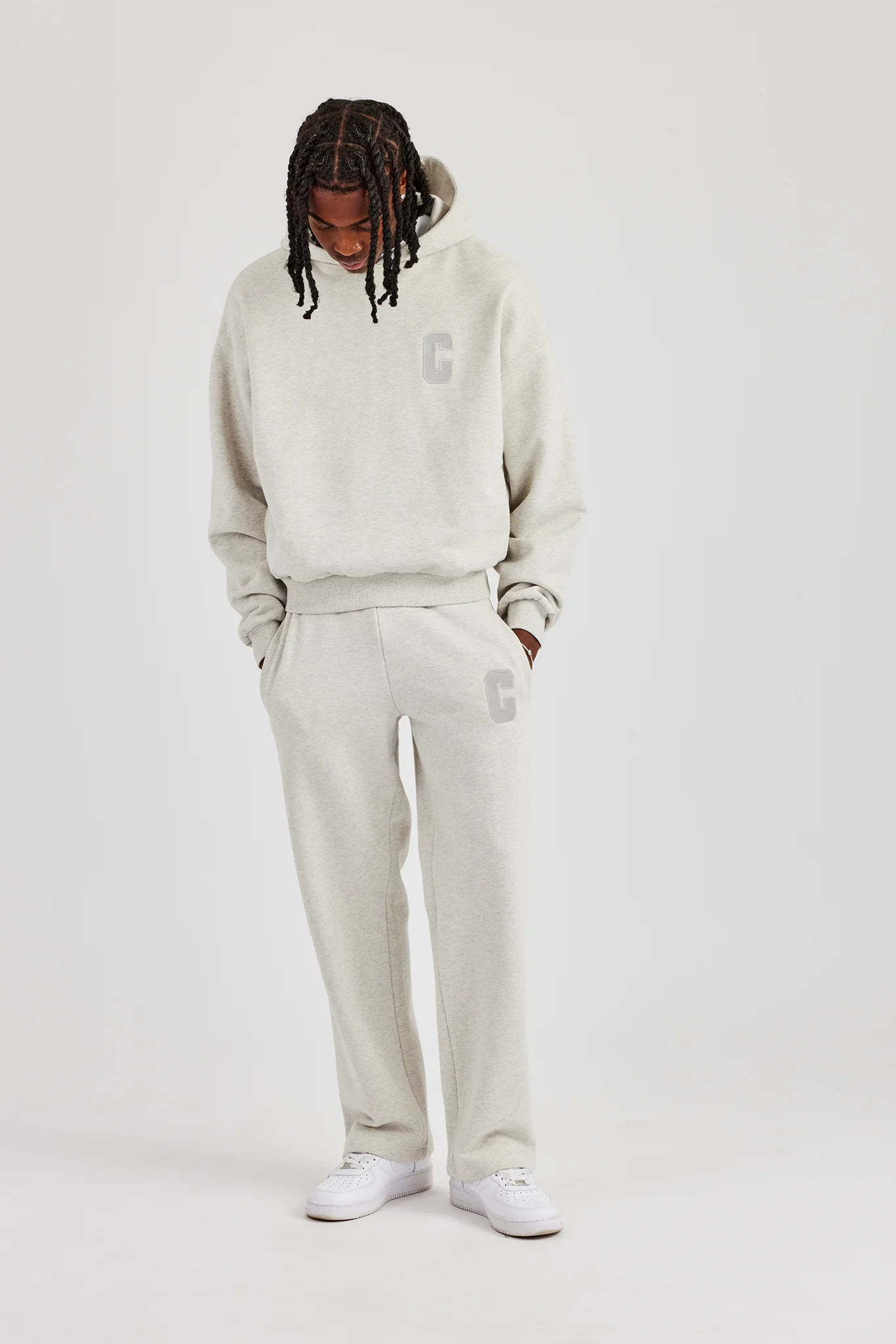 Embroidered C Straight Leg Jogger - Ash Grey - Image 5