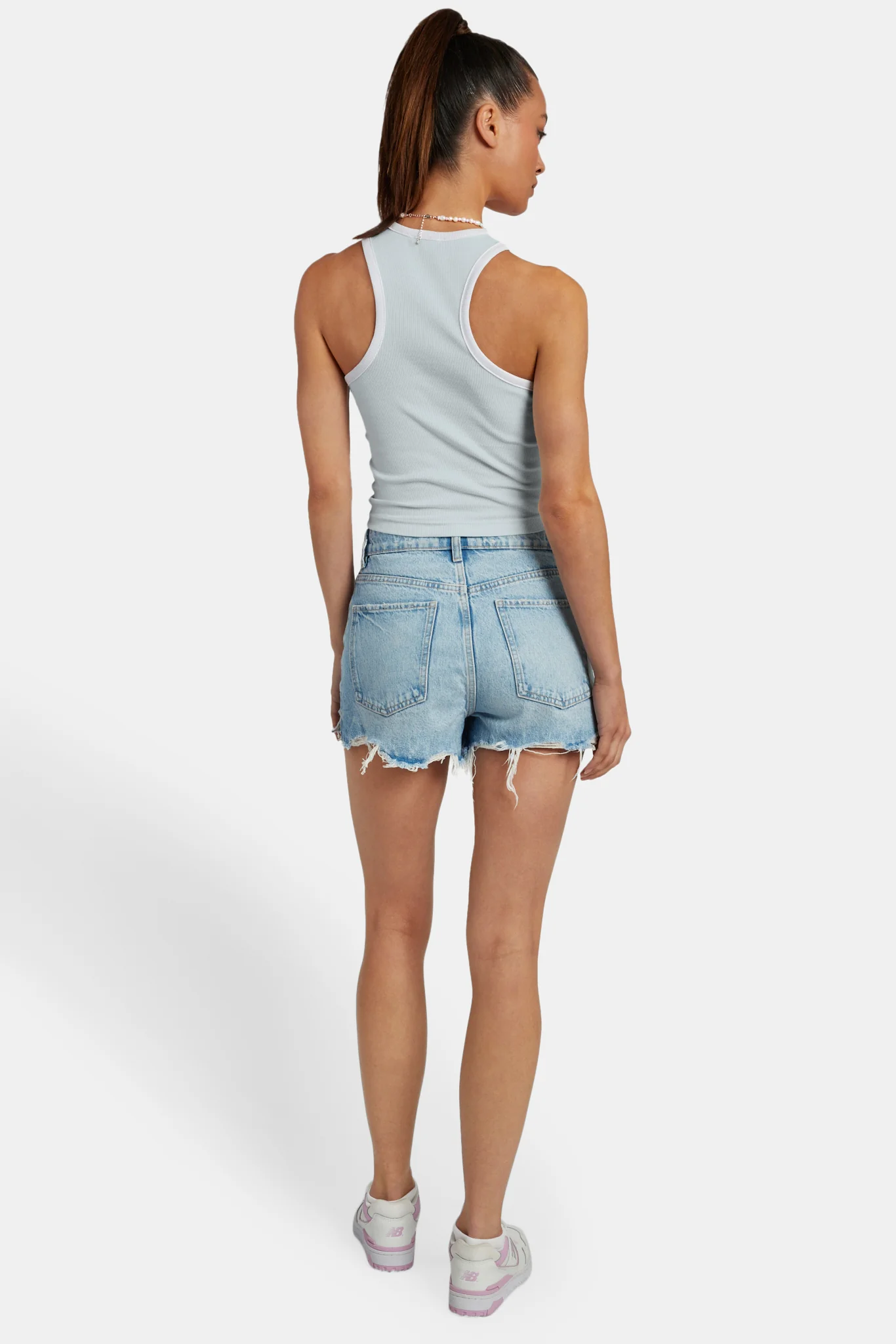 Embroidered Crop Vest - Baby Blue - Image 4