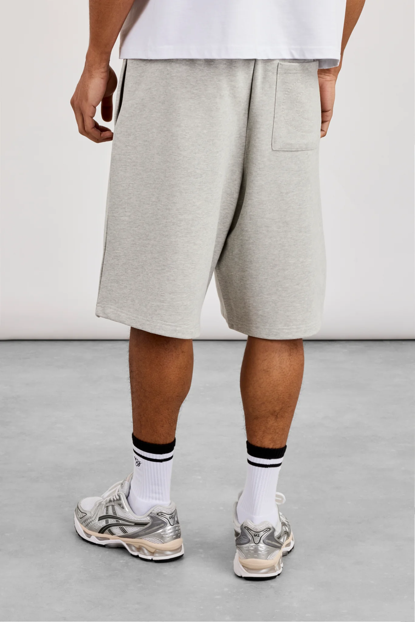 Embroidered Jersey Jort - Grey Marl - Image 4
