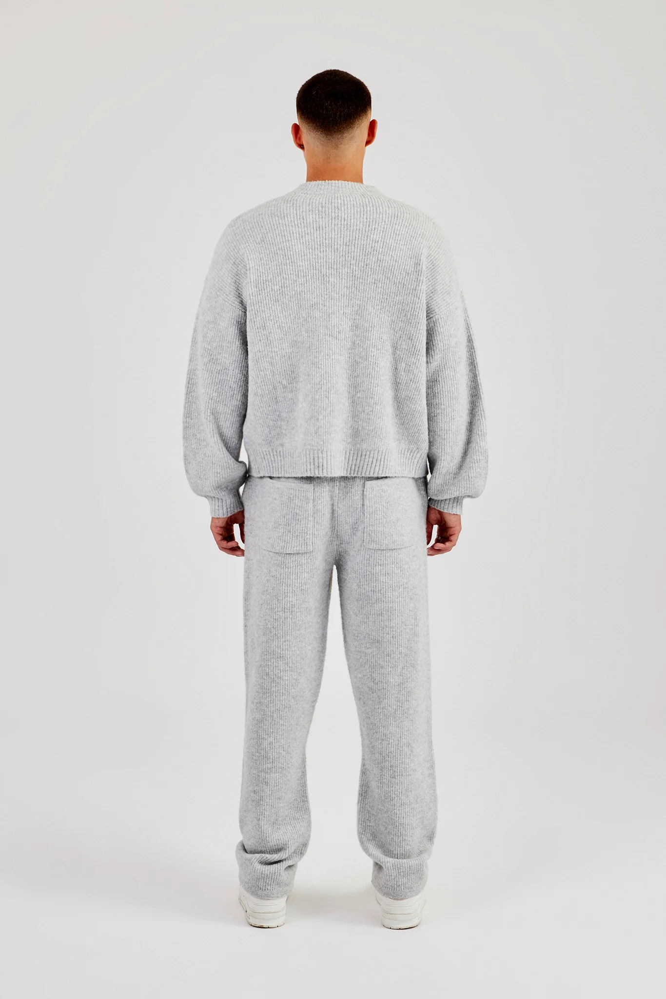 Embroidered Knitted Bomber & Jogger - Light Grey - Image 3