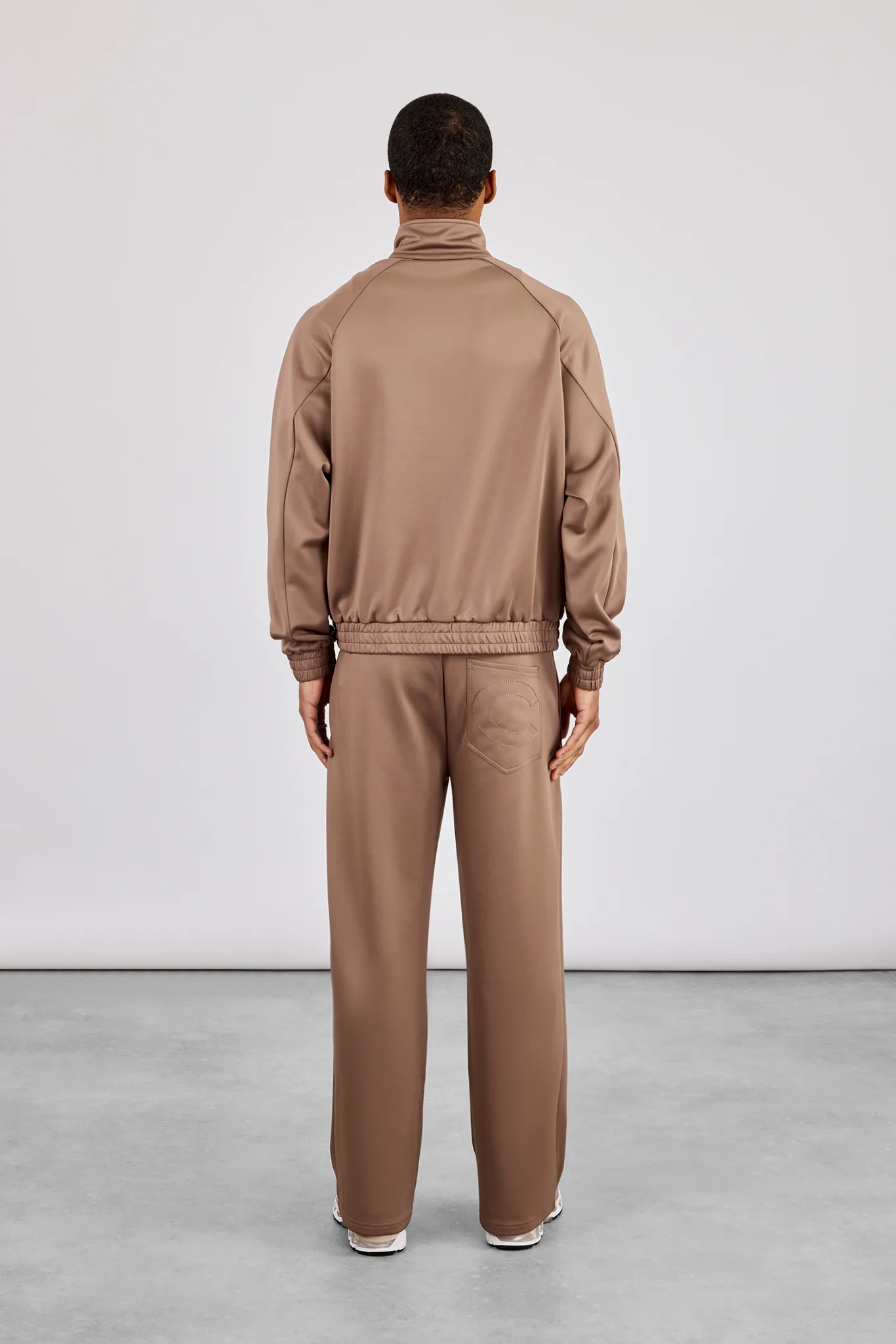Embroidered Poly Raglan Track Jacket & Track Pant - Taupe - Image 3