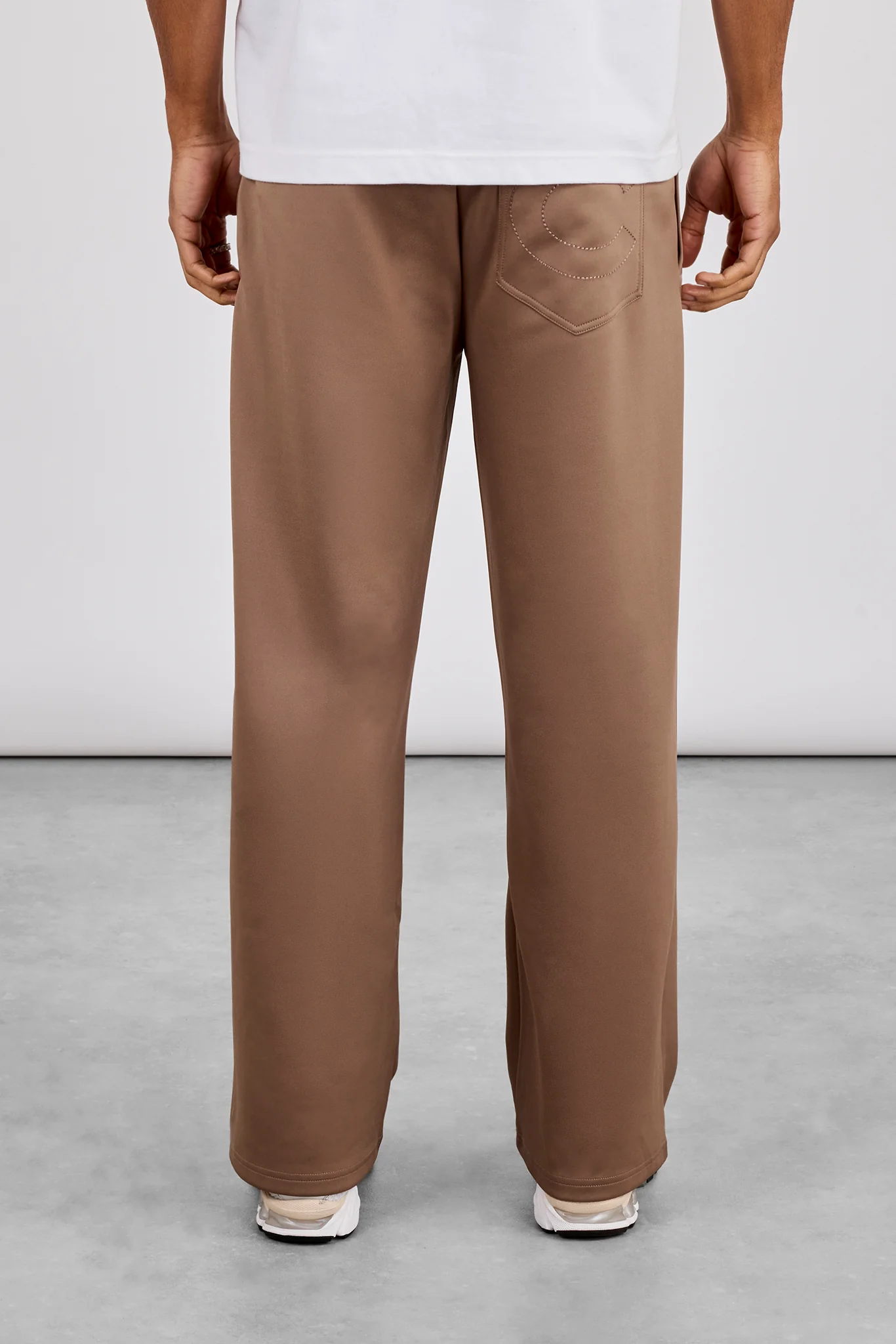 Embroidered Poly Track Pant - Taupe - Image 3