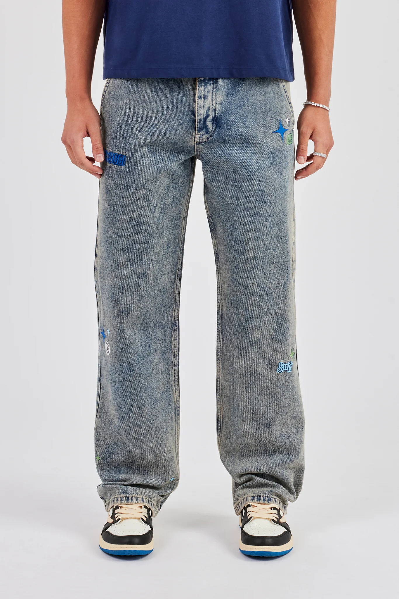 Embroidered Relaxed Jeans - Antique Wash - Image 2