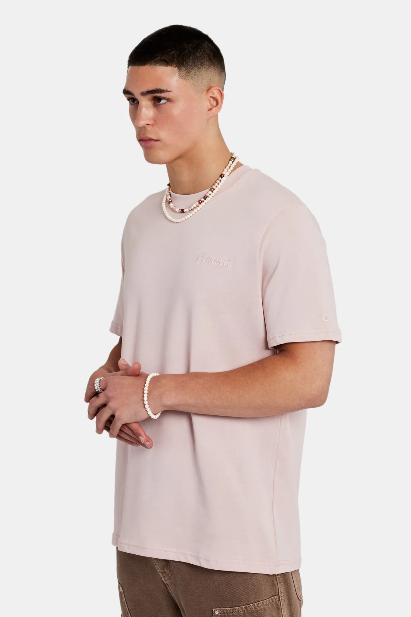Embroidered T-Shirt - Washed Pink - Image 3
