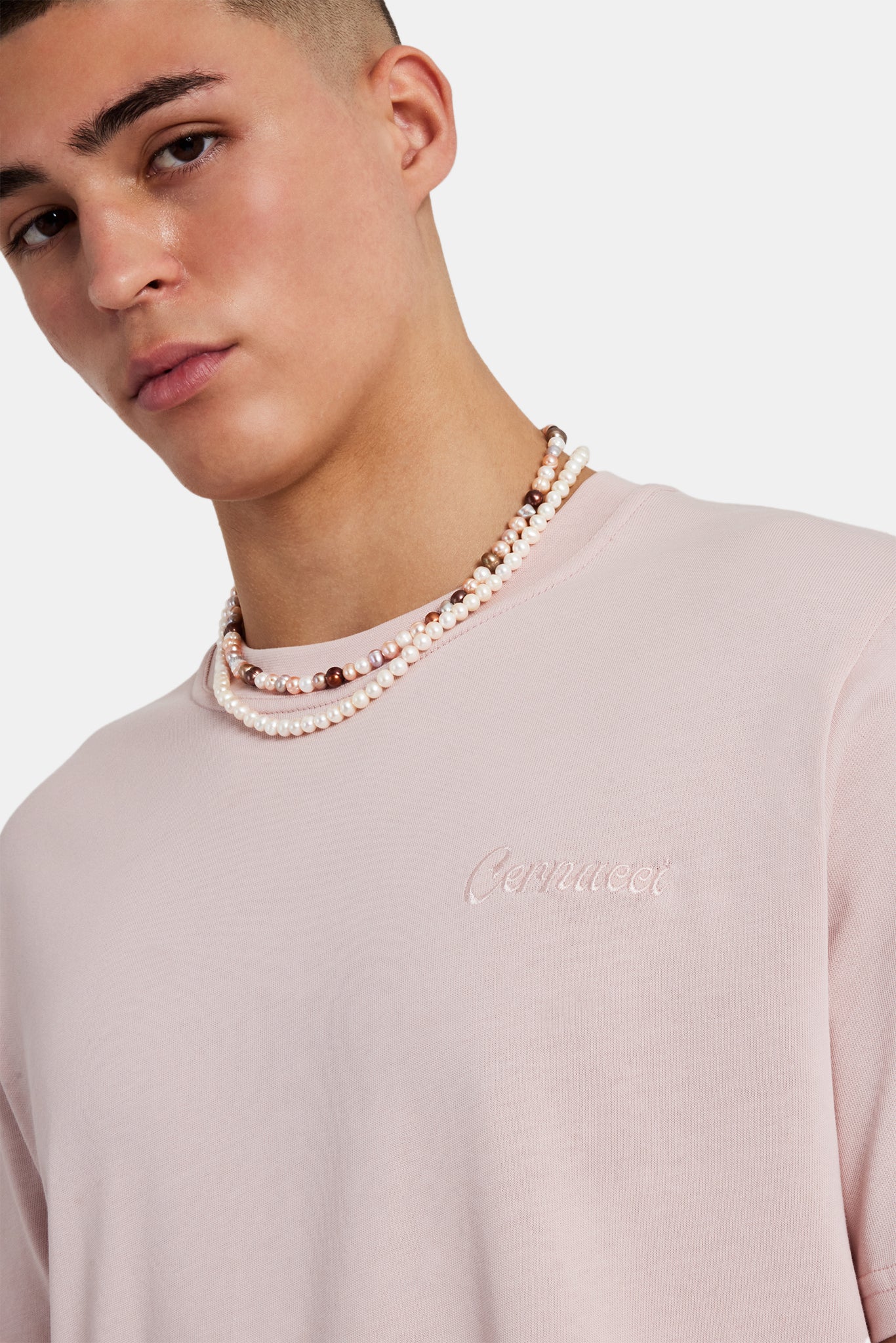 Embroidered T-Shirt - Washed Pink - Image 5