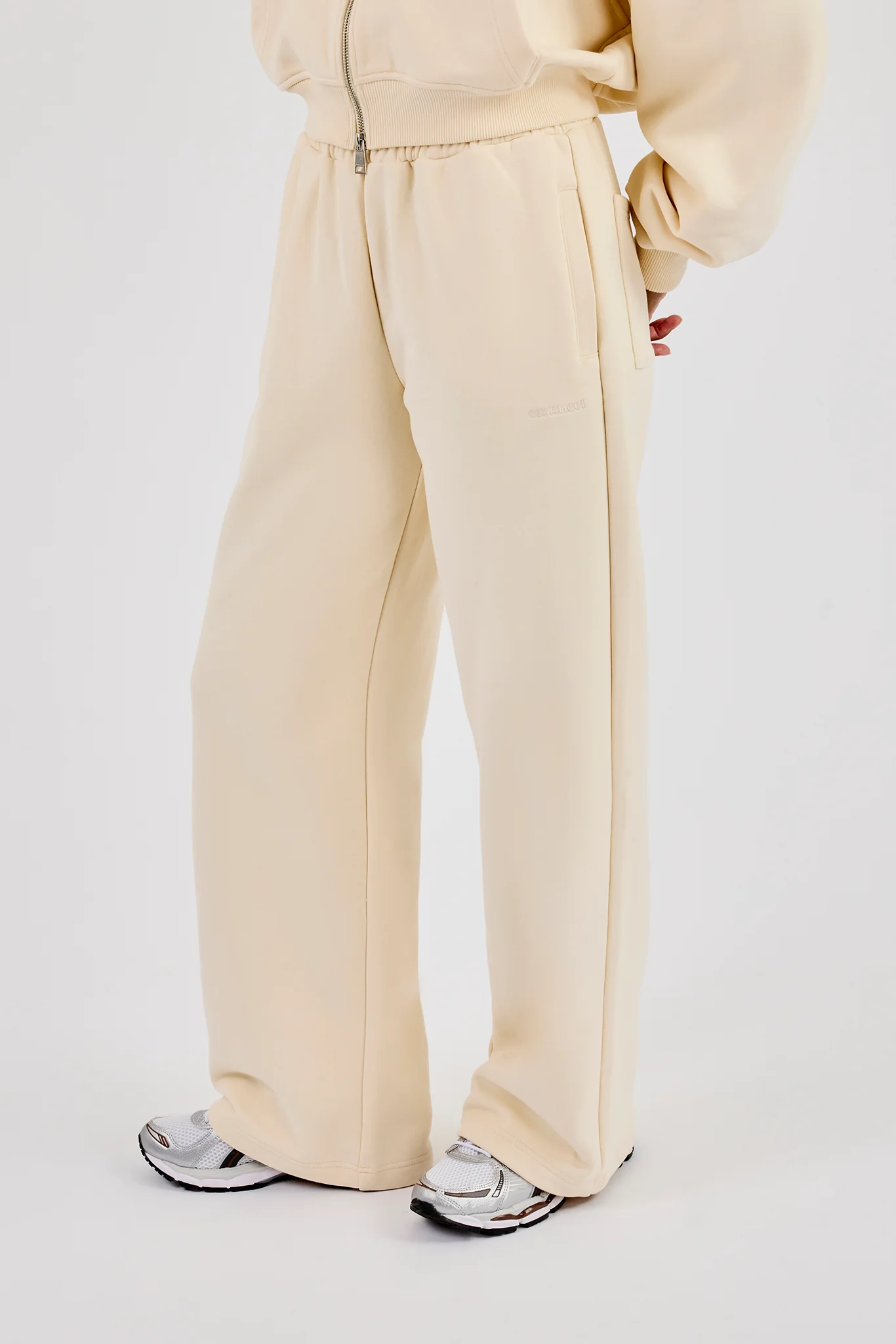 Embroidered Wide Leg Jogger - Butter Yellow - Image 2