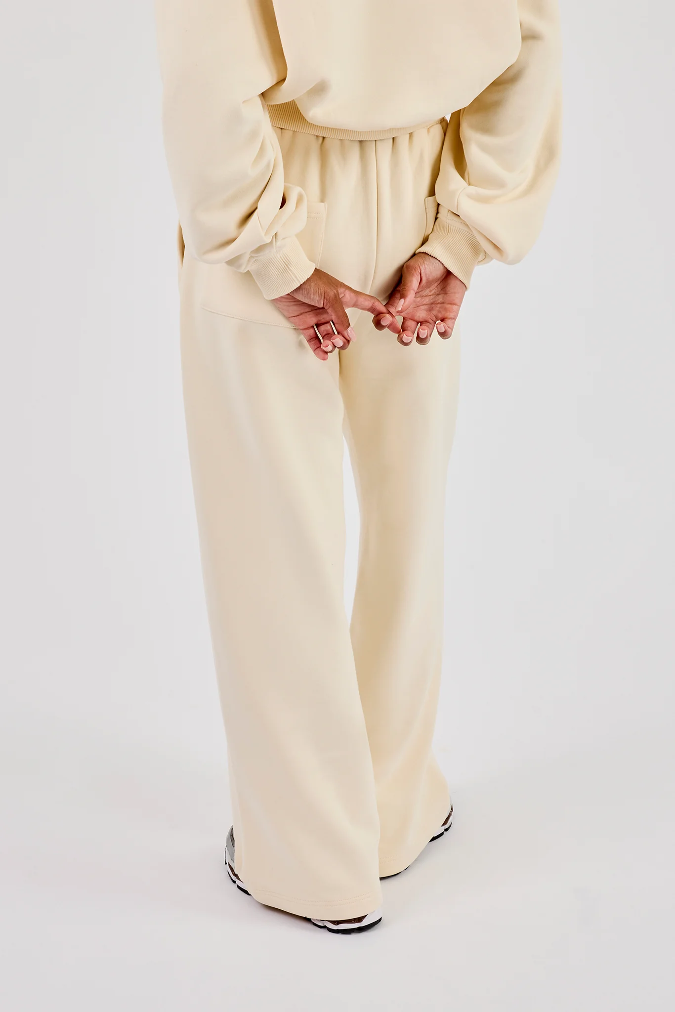 Embroidered Wide Leg Jogger - Butter Yellow - Image 3