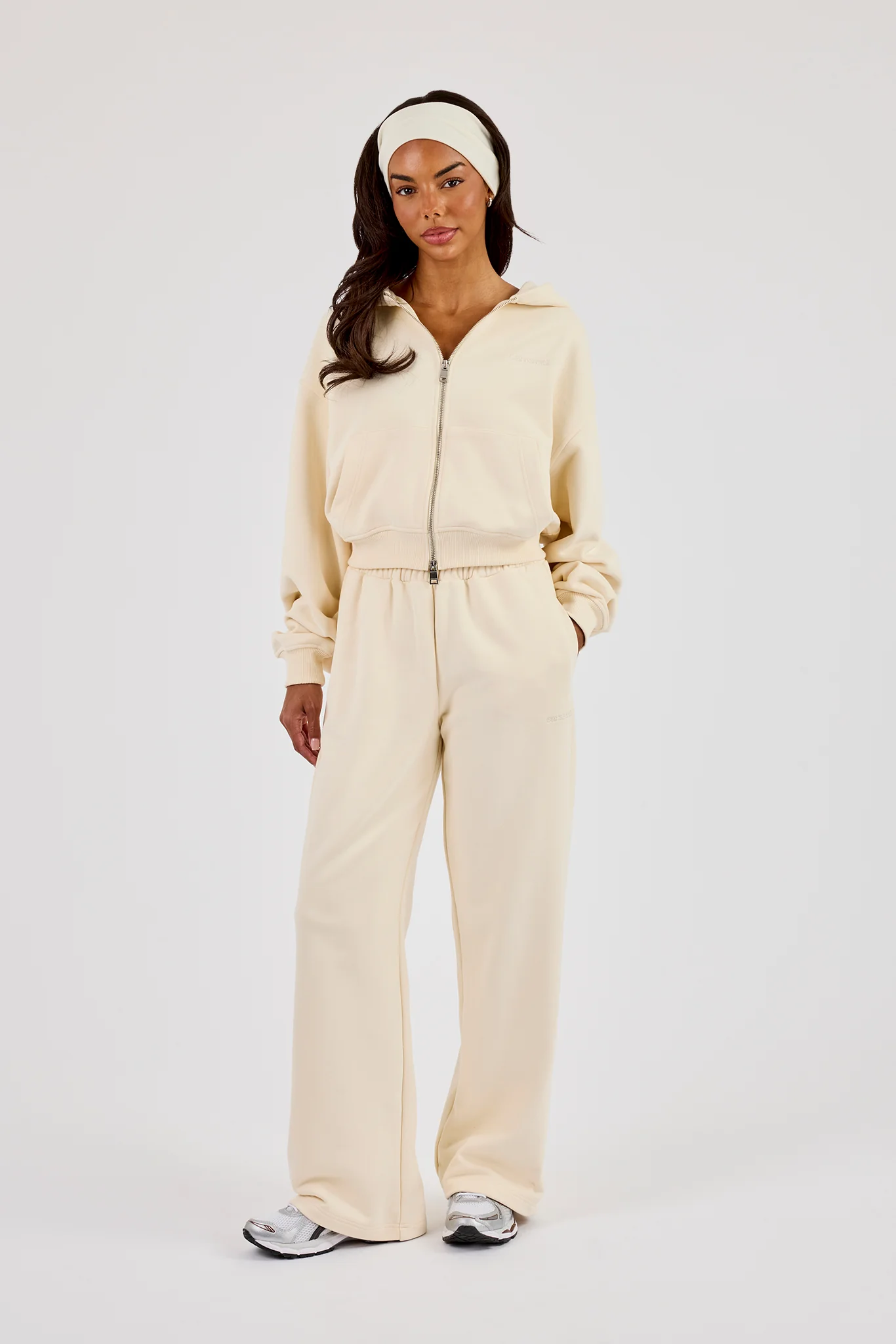 Embroidered Wide Leg Jogger - Butter Yellow - Image 4