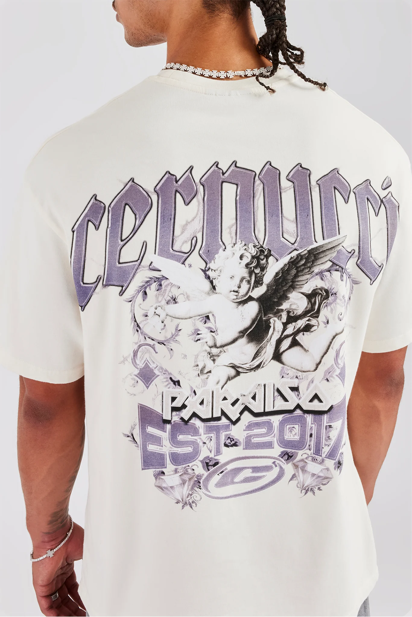 Est 17 Back Graphic Oversized T-Shirt - Off White - Image 4
