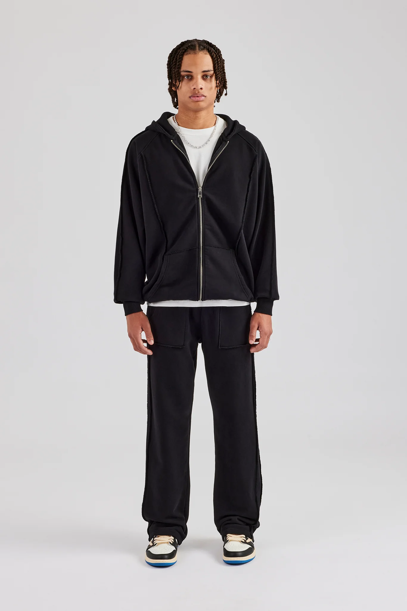 Exposed Seam Tracksuit - Black - Image 3