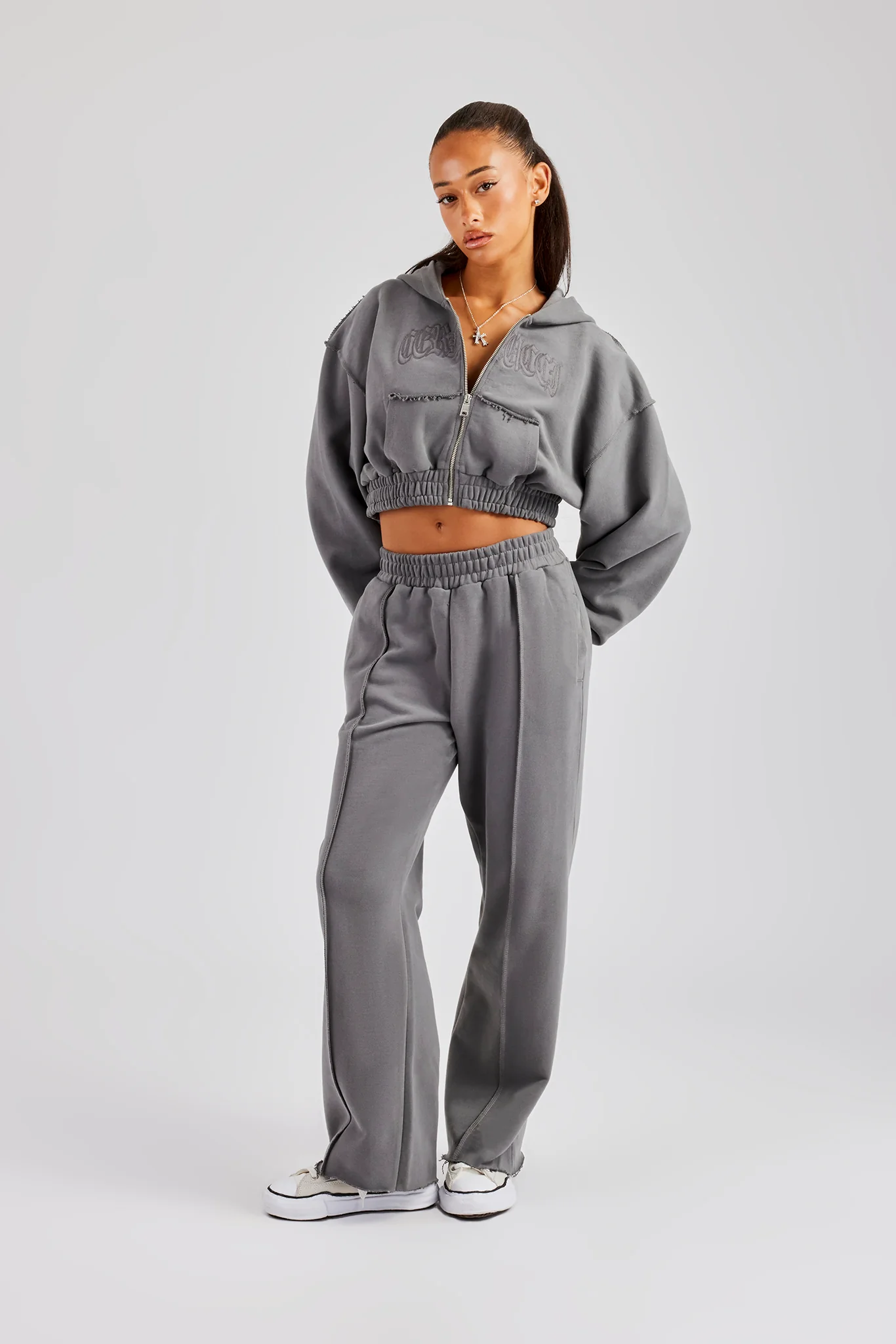 Exposed Seam Tracksuit - Charcoal - Image 3