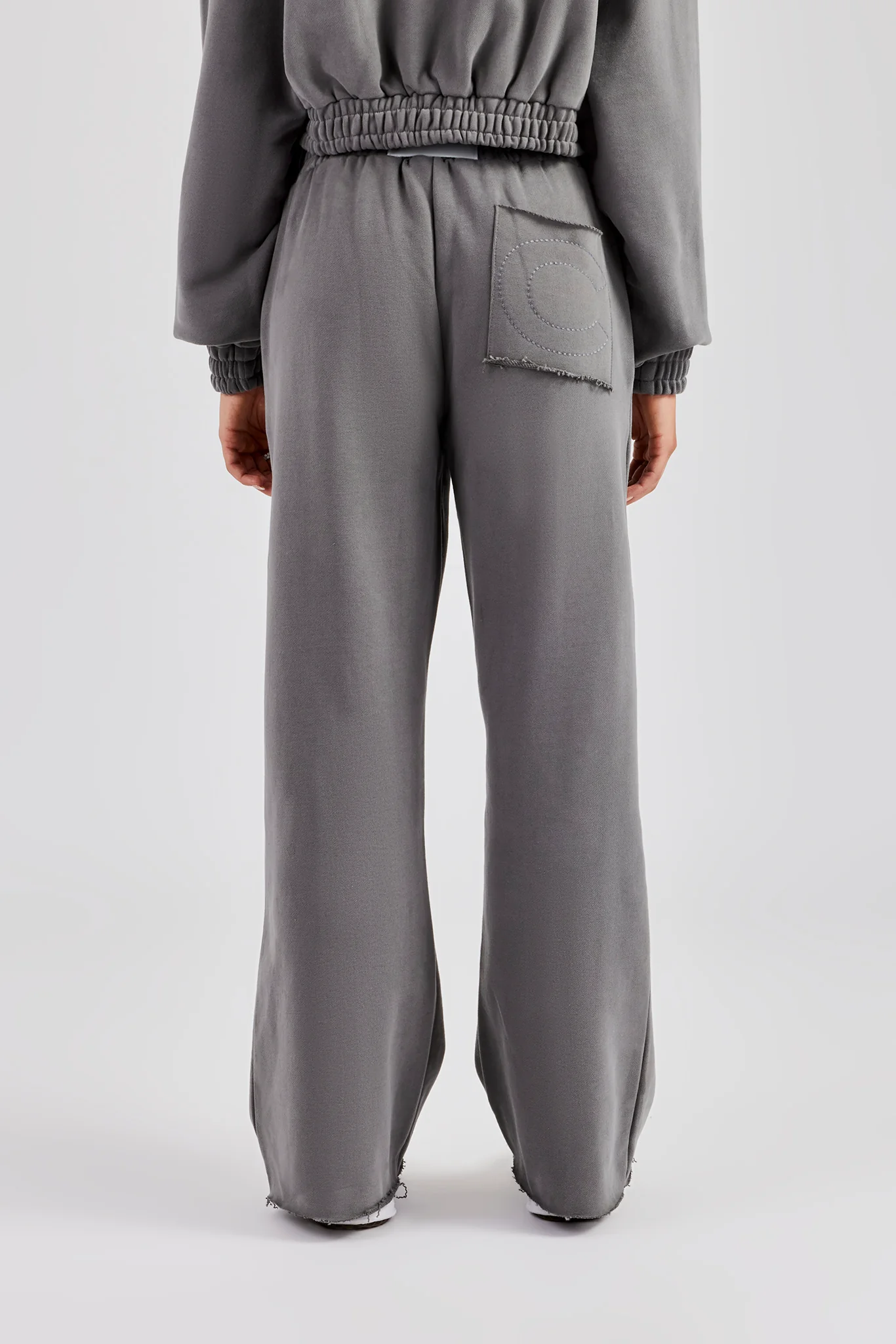 Exposed Seam Wide Leg Jogger - Charcoal - Image 4