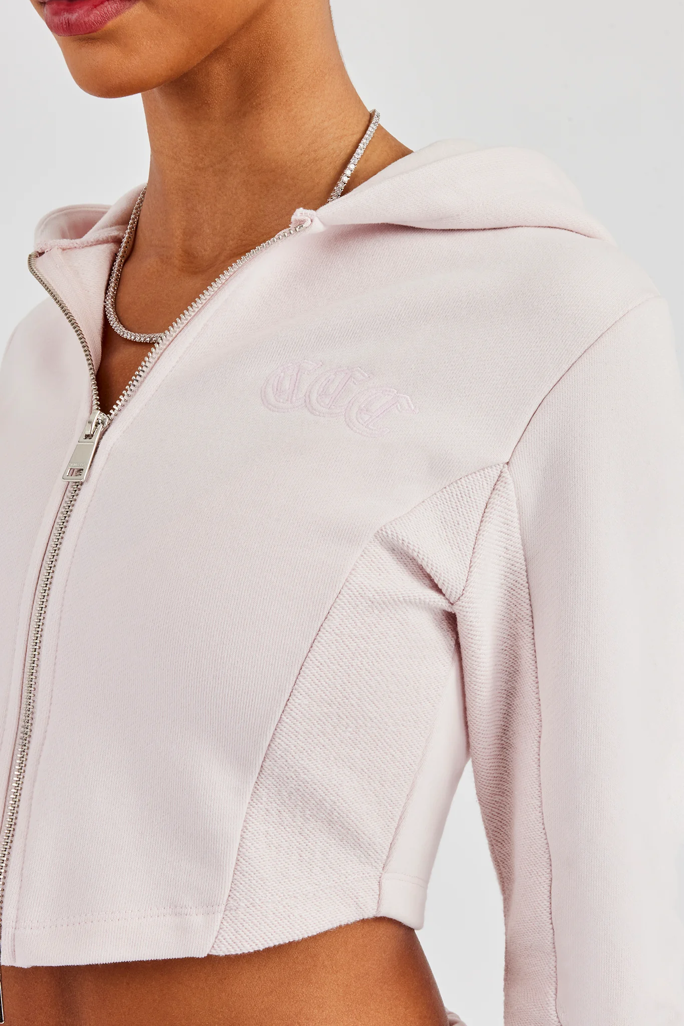 Fitted Reverse Loopback Hoodie - Light Pink - Image 2