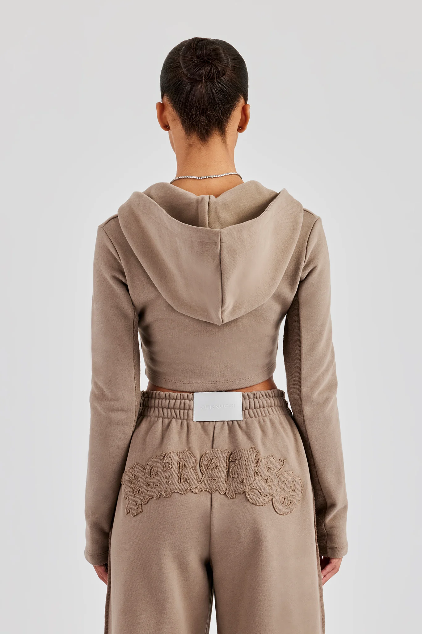 Fitted Reverse Loopback Hoodie - Taupe - Image 4