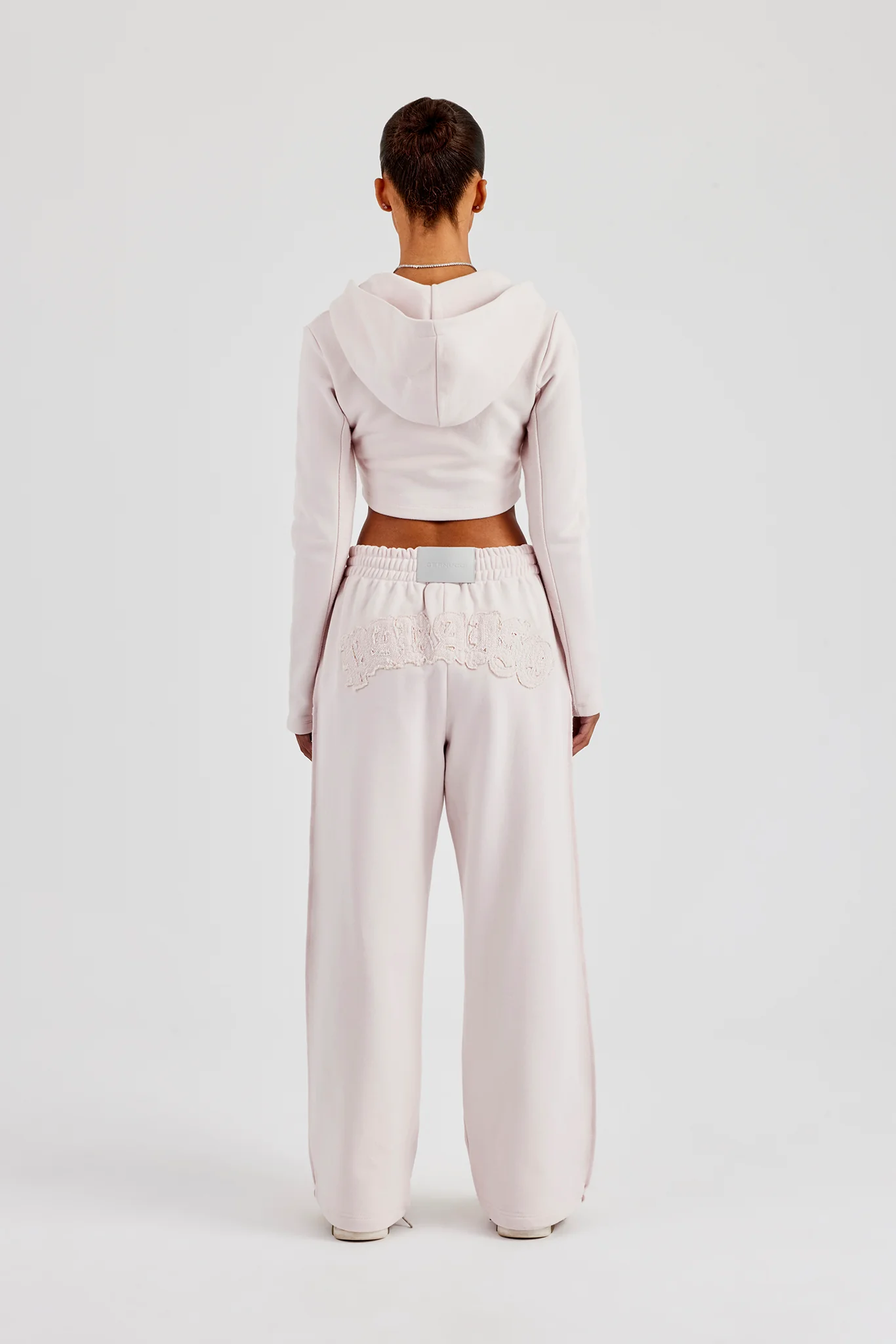 Fitted Reverse Loopback Hoodie & Wide Leg Jogger - Light Pink - Image 3