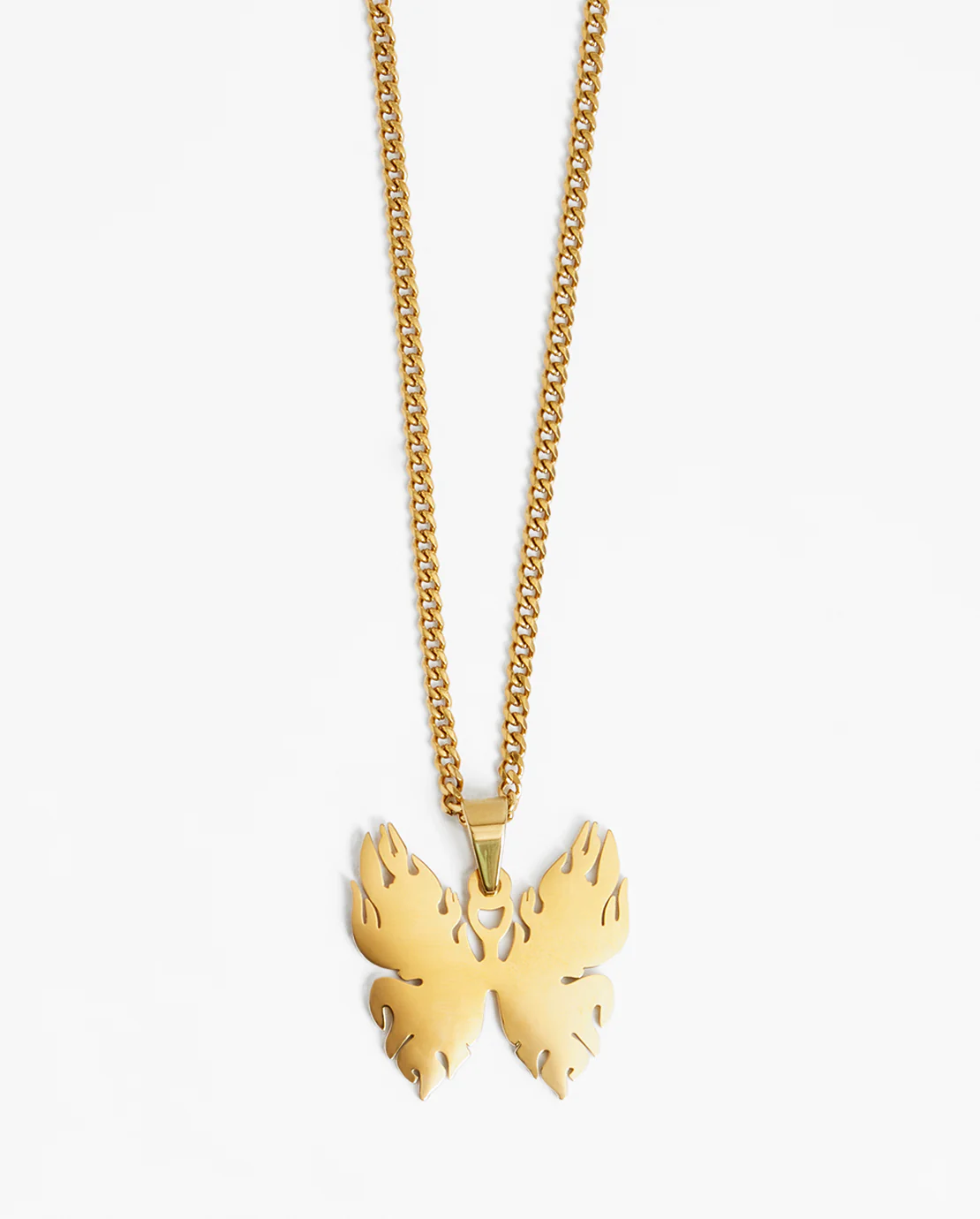 Flame Butterfly Necklace - Gold
