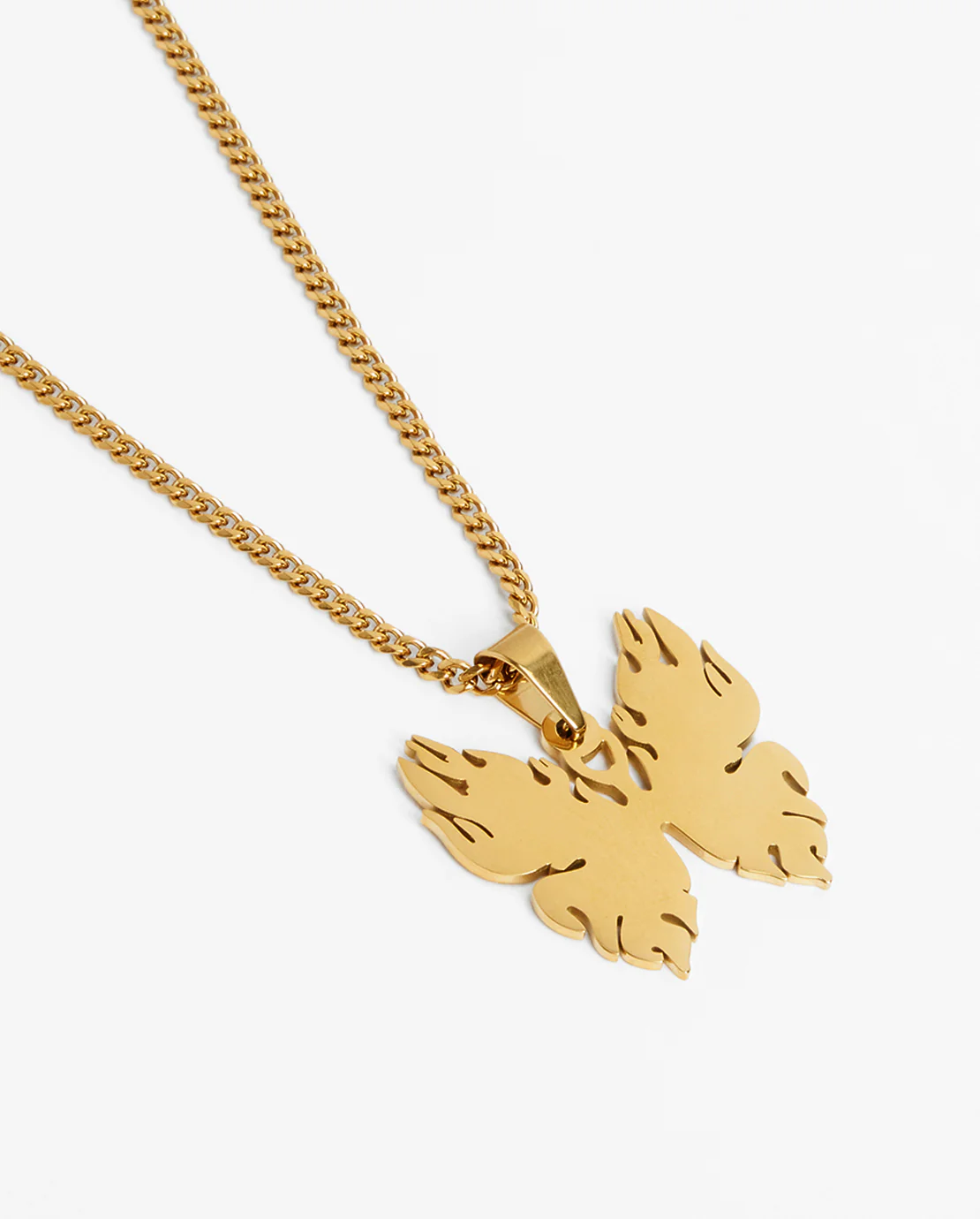 Flame Butterfly Necklace - Gold - Image 3