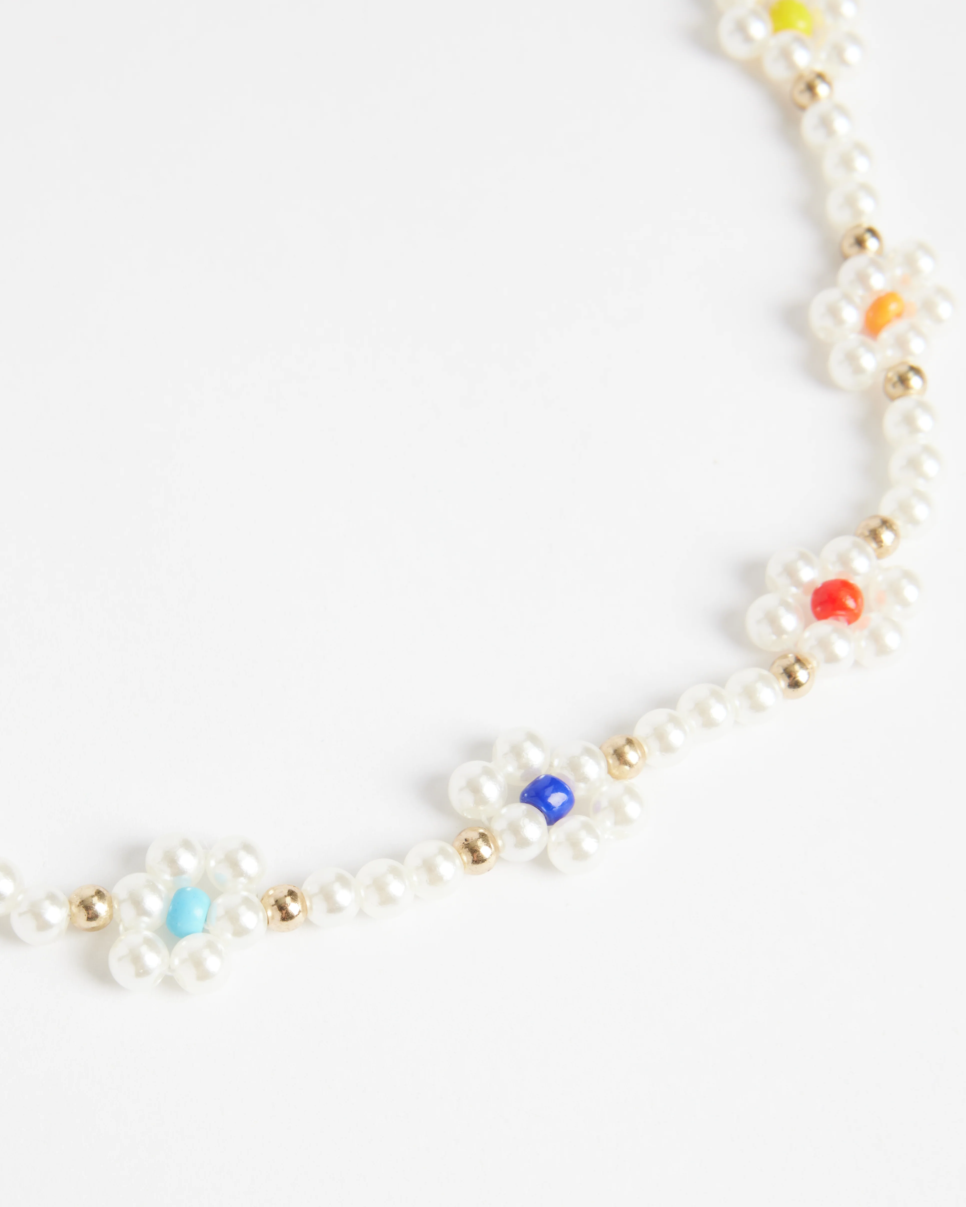 Flower Shape Seed & Colour Beads Freshwater Pearl Necklace - Image 4