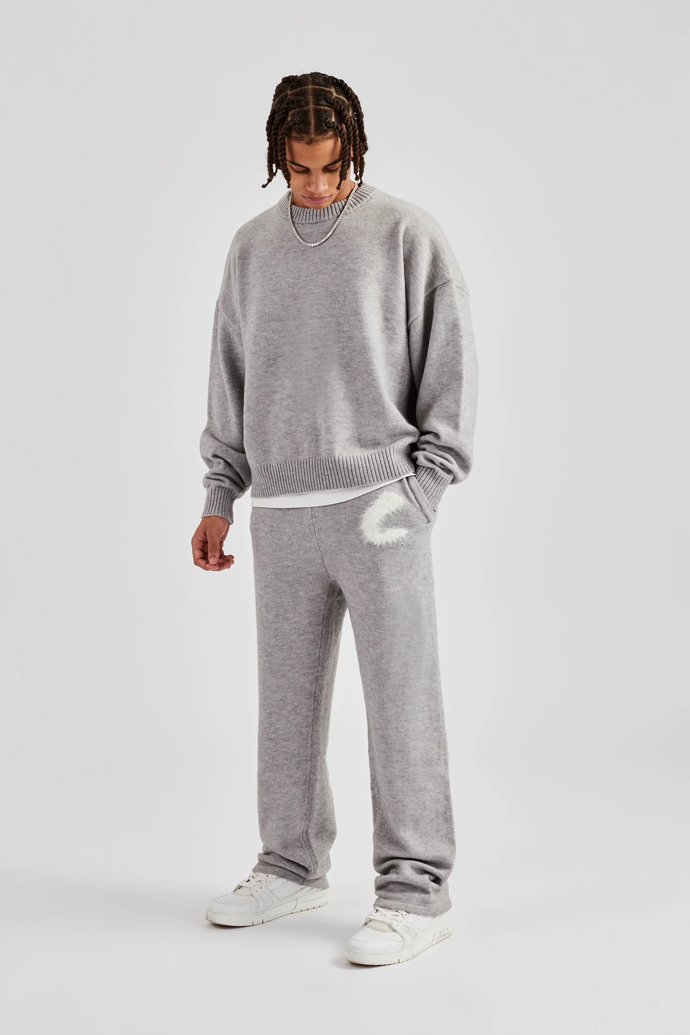 Fluffy Intarsia C Jogger - Grey - Image 10