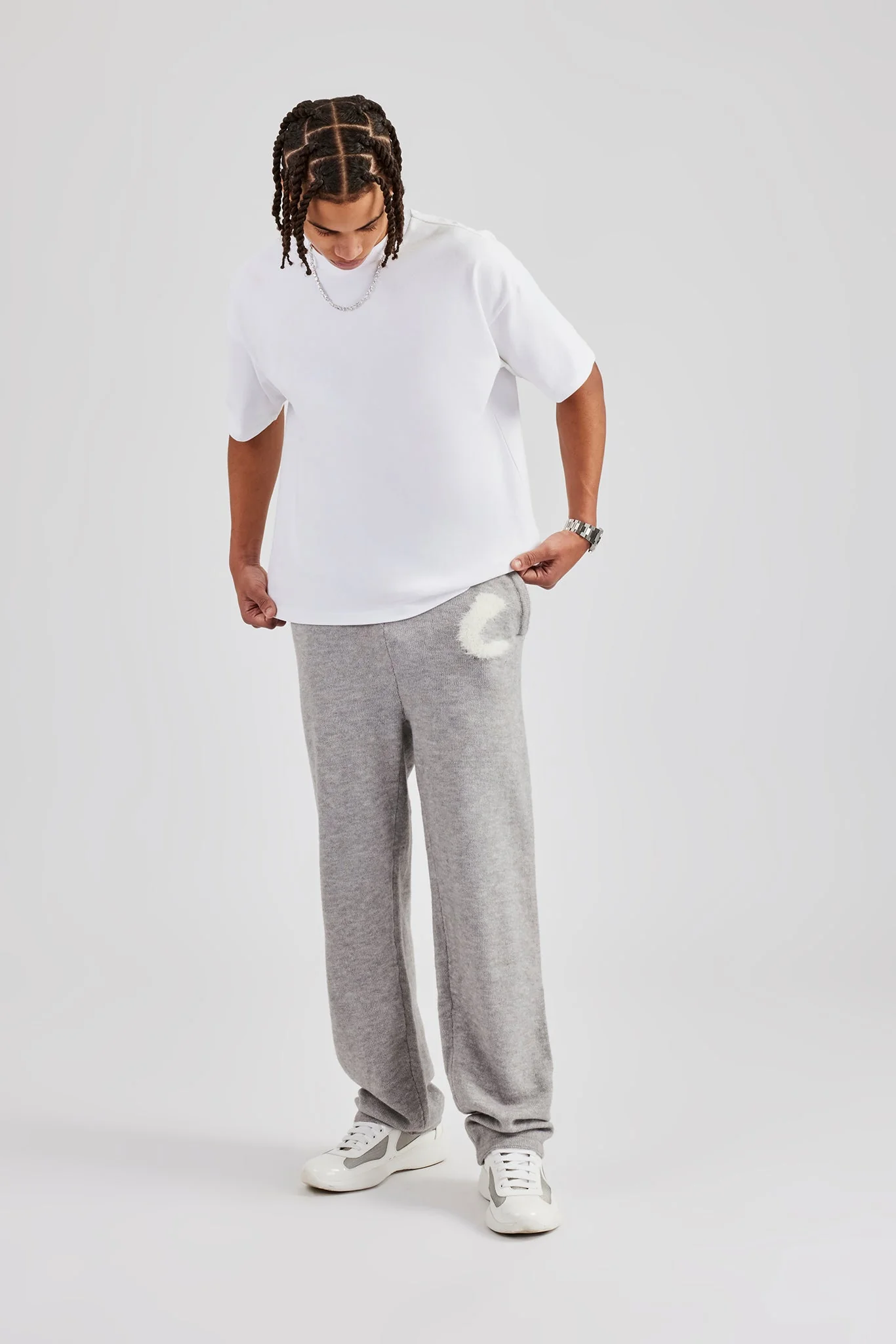 Fluffy Intarsia C Jogger - Grey - Image 4