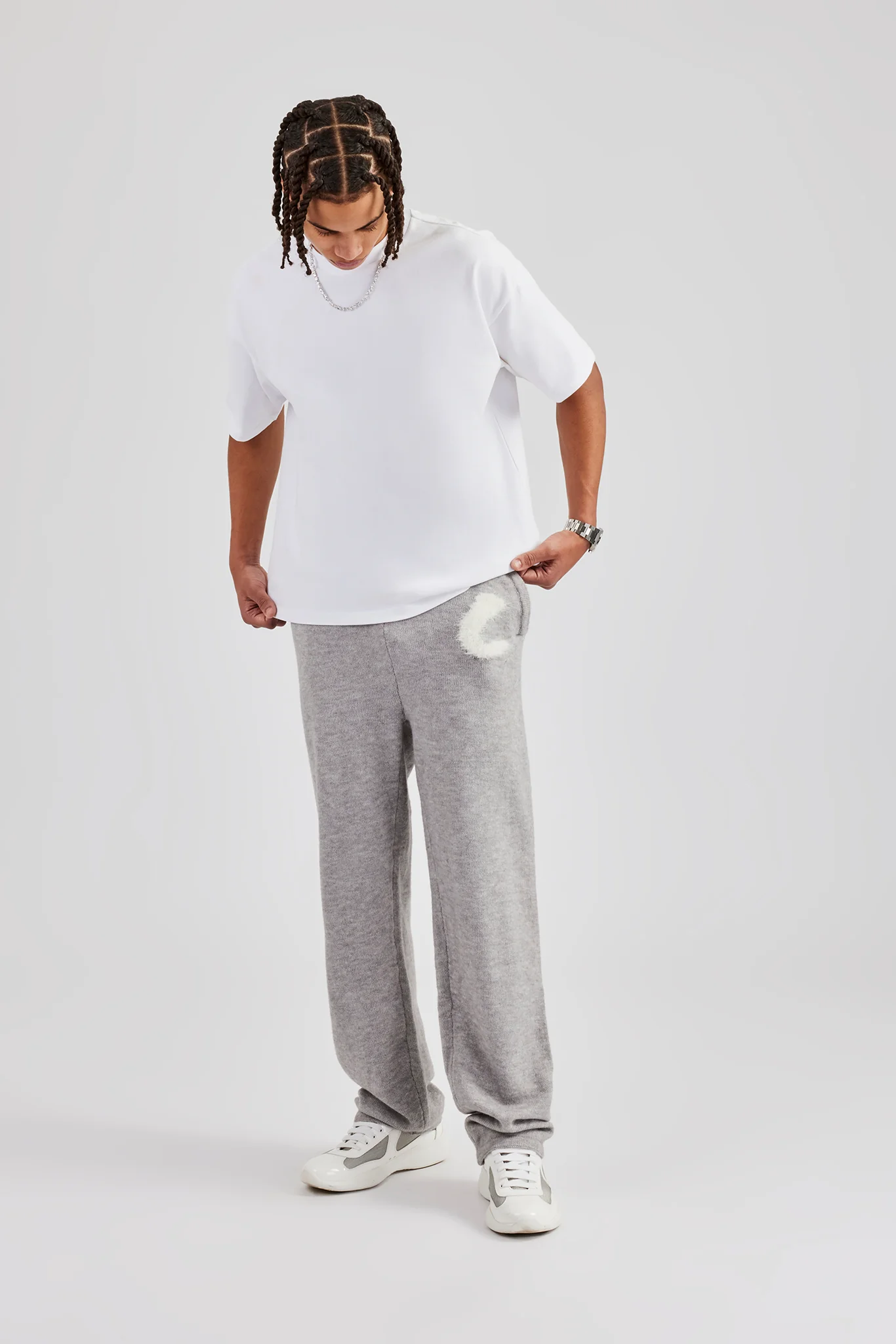 Fluffy Intarsia C Jogger - Grey - Image 9