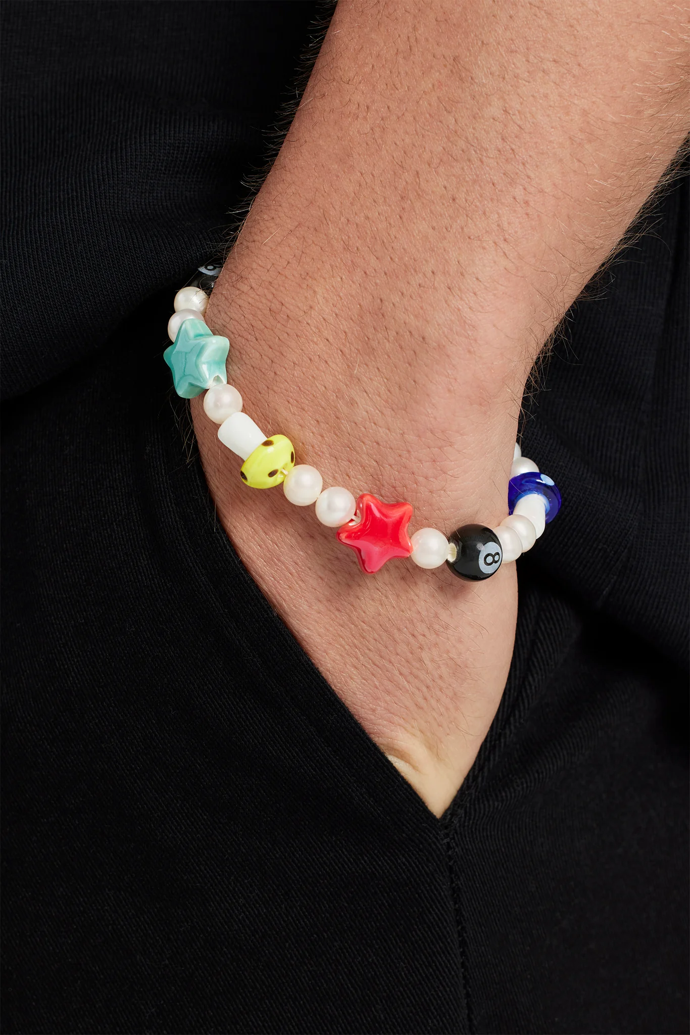 Freshwater Pearl and Acrylic Motif Bracelet  7+2 - Image 2