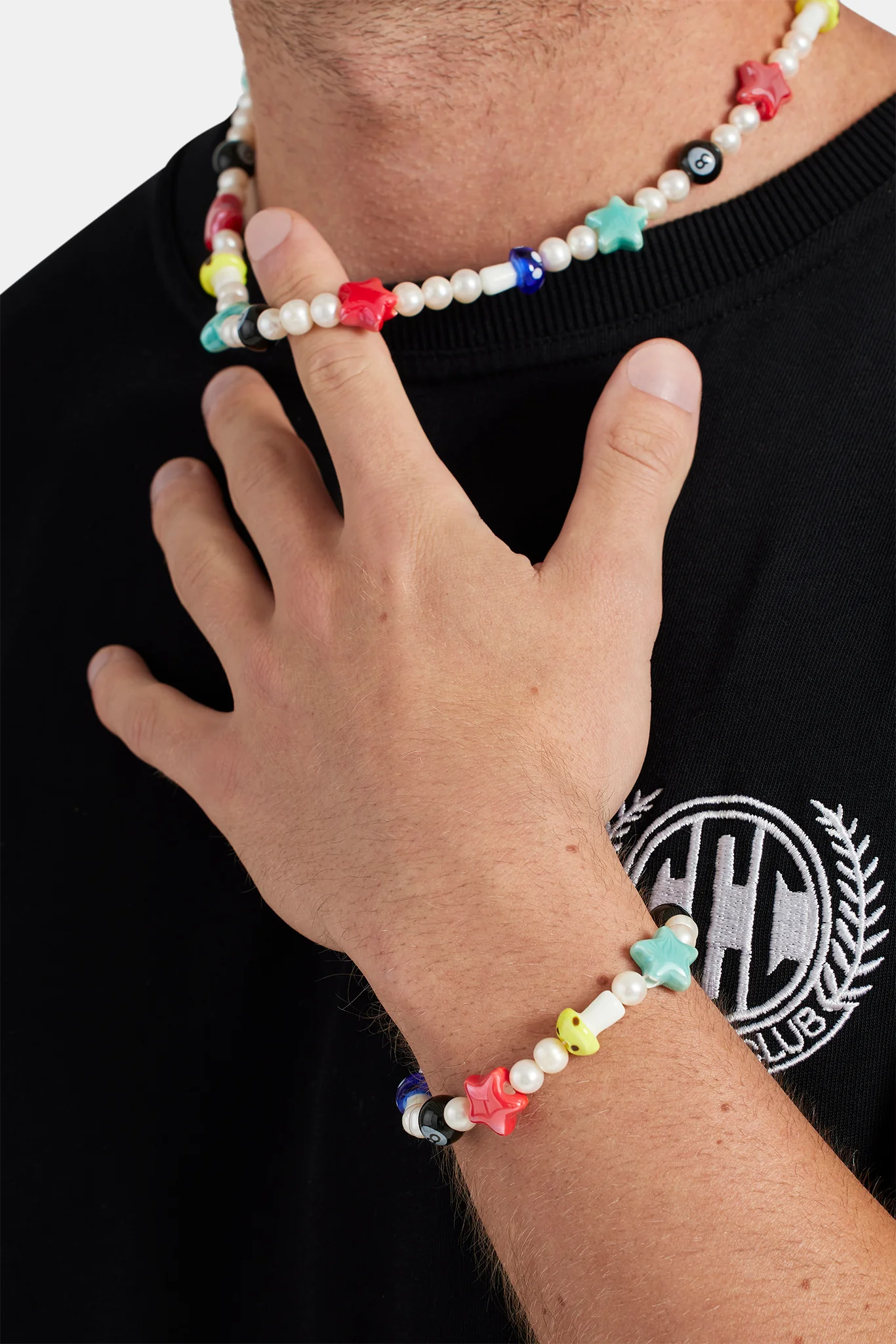Freshwater Pearl and Acrylic Motif Bracelet  7+2 - Image 3