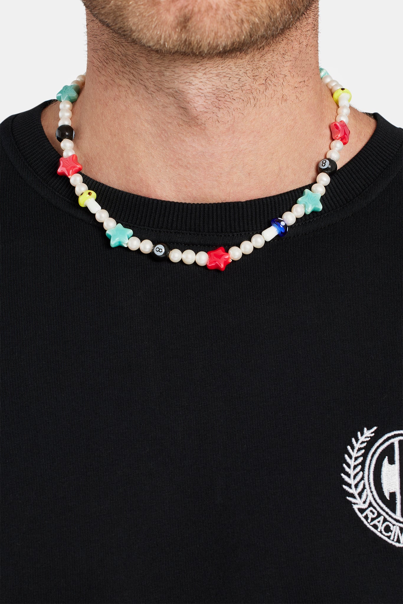 Freshwater Pearl and Acrylic Motif Necklace 18+2 - Image 2