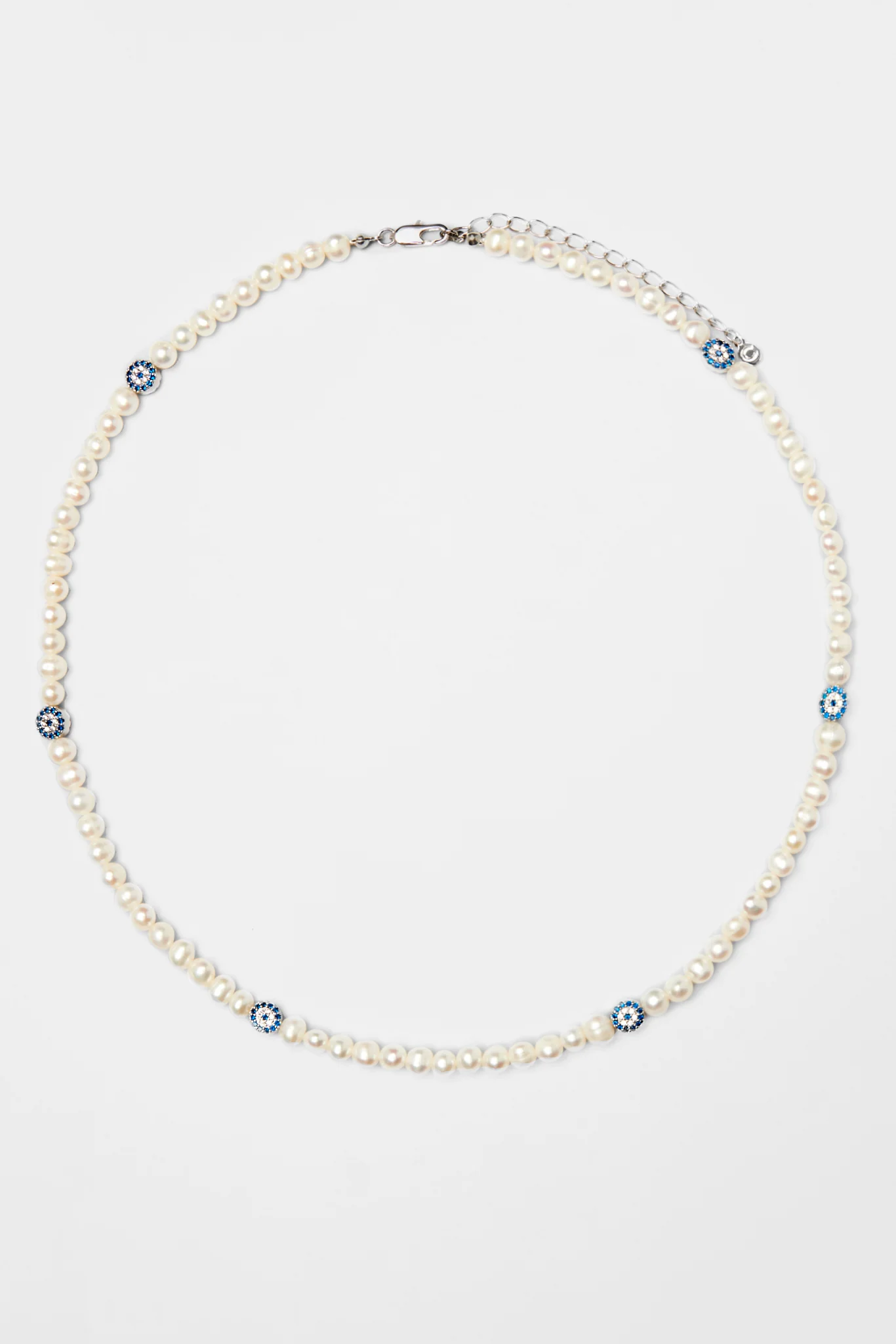 Freshwater Pearl and Iced Evil Eye Necklace - Image 3